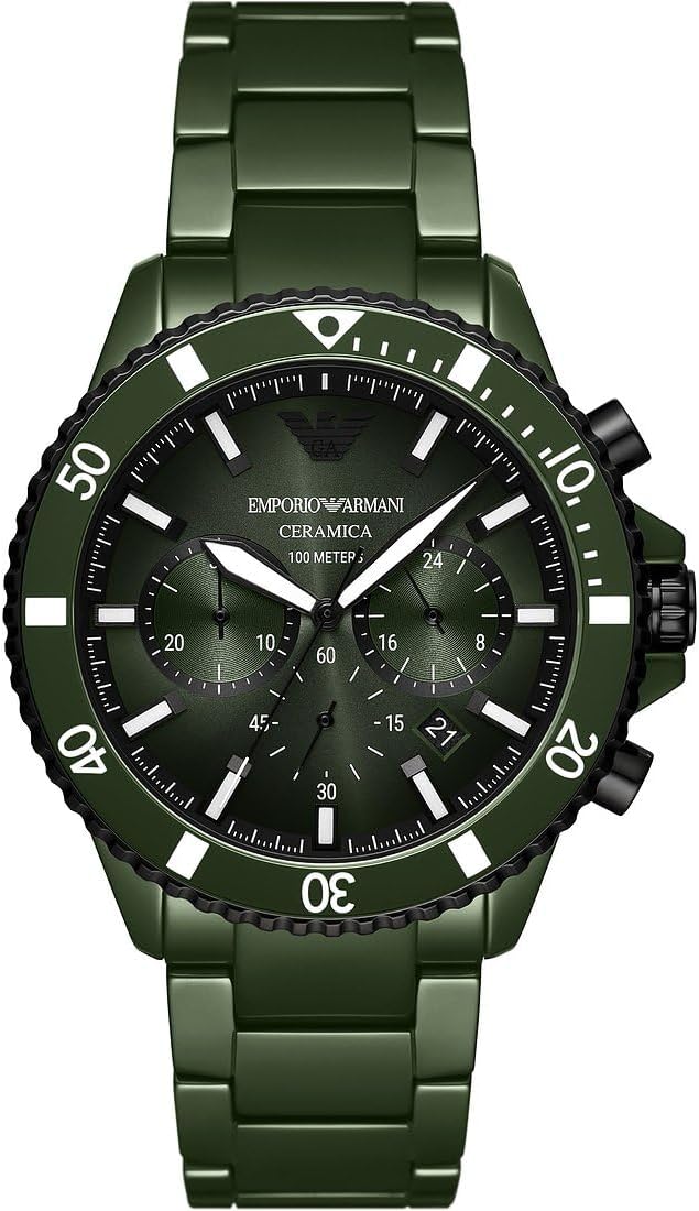 Detalle de Emporio Armani Orologio Uomo, movimento – Cassa in ceramica, cronografo al quarzo