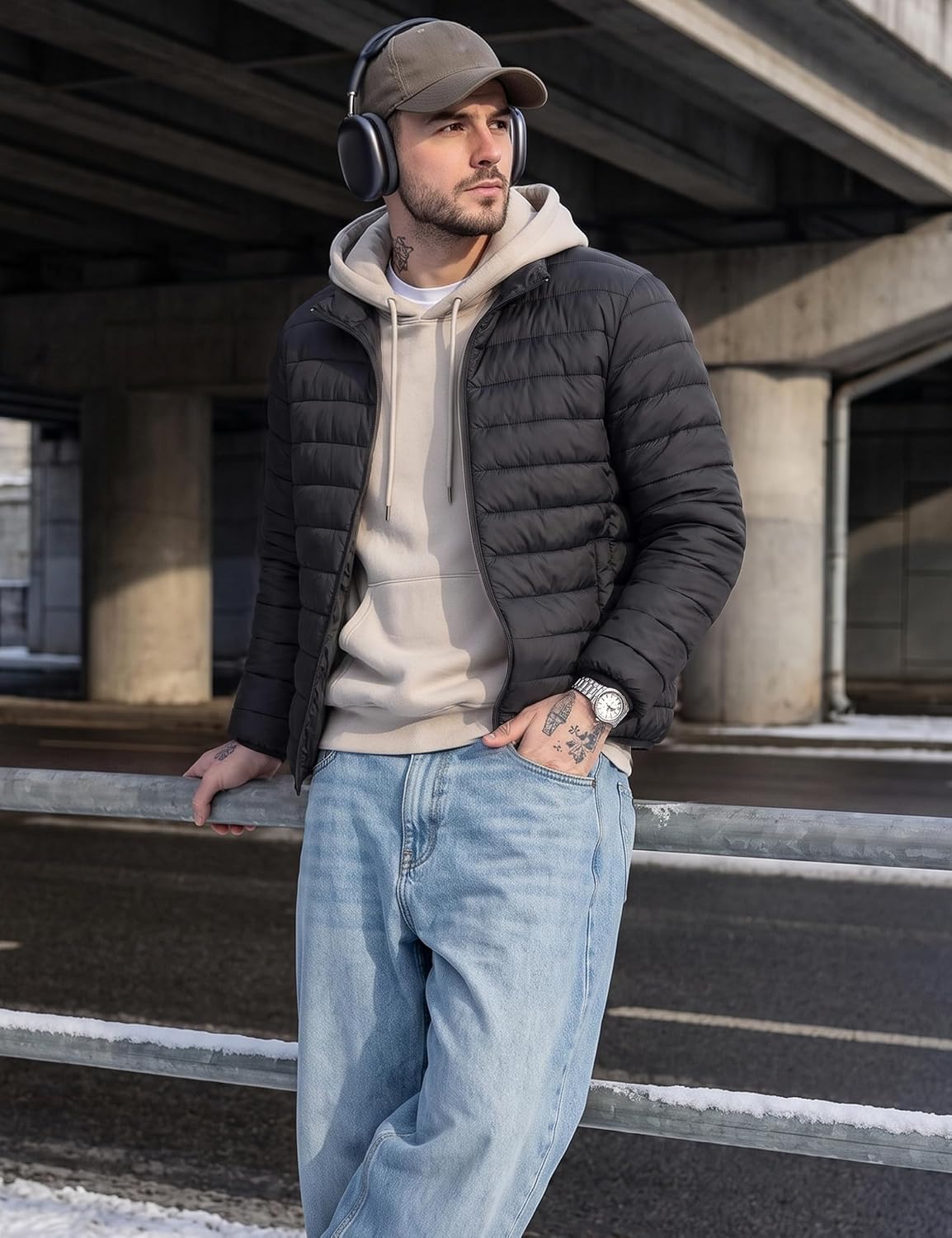 Detalle de MAGCOMSEN Men's Puffer Jacket, Lightweight, Waterproof and Windproof