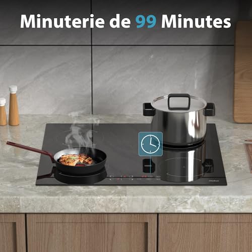 Thumbnail 3 de Hobsir Table de Cuisson Induction 4 Feux avec Prise – 52×59 cm, 3500 W