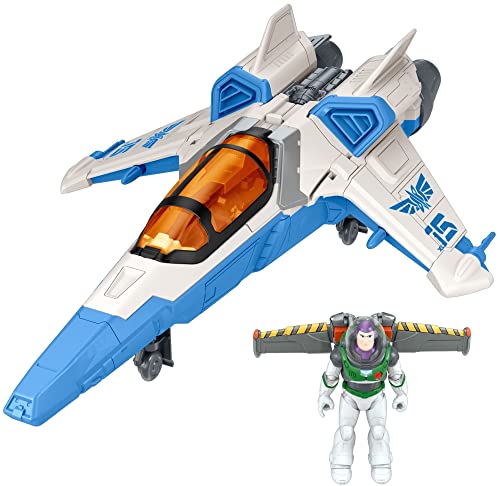 Detalle de Mattel HJJ84 Buzz Lightyear figura XL-15 con nave y lanzadores