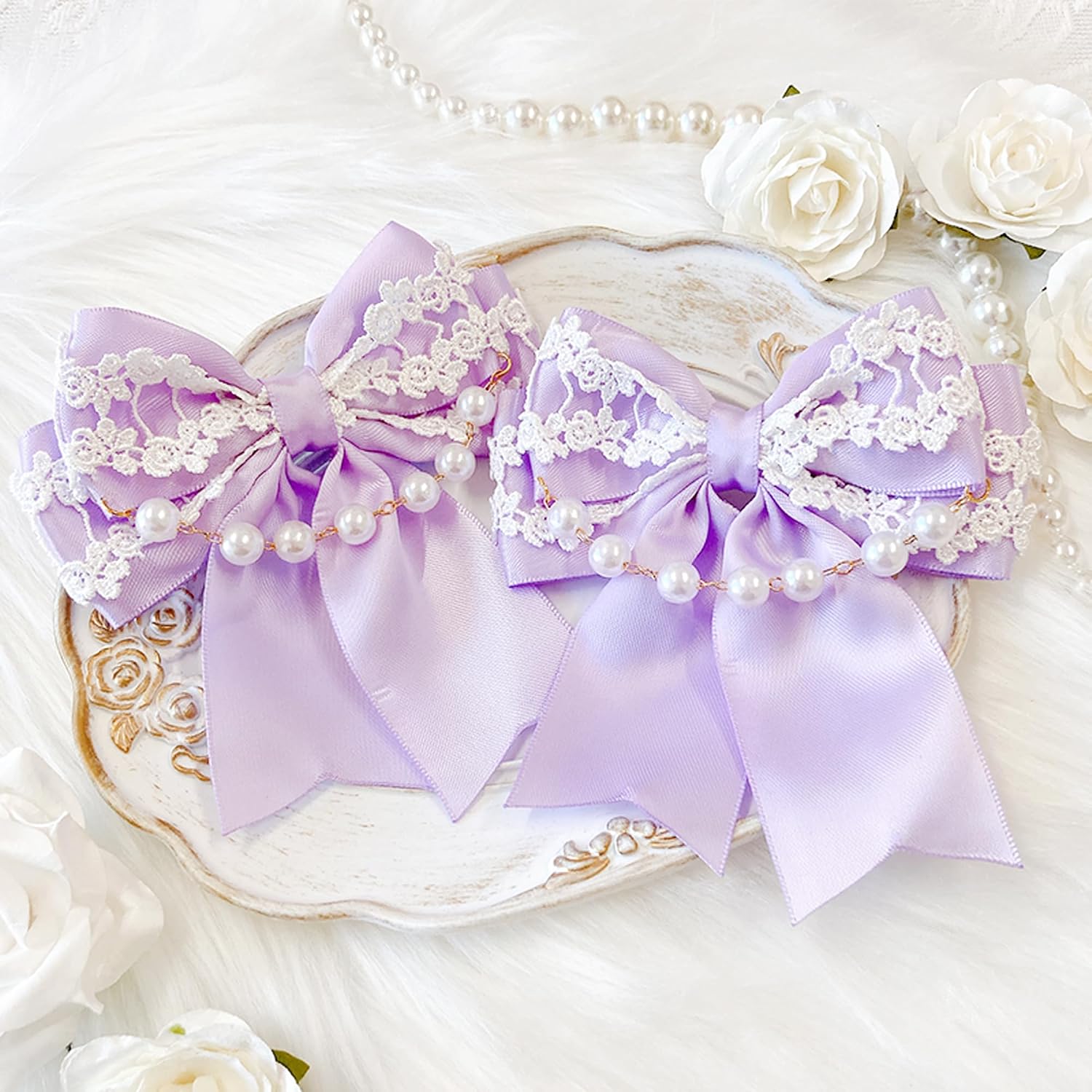Detalle 2 de リボンクリップ vol.5 ヘアクリップ 2個セット ブラック・W10cm×H11cm