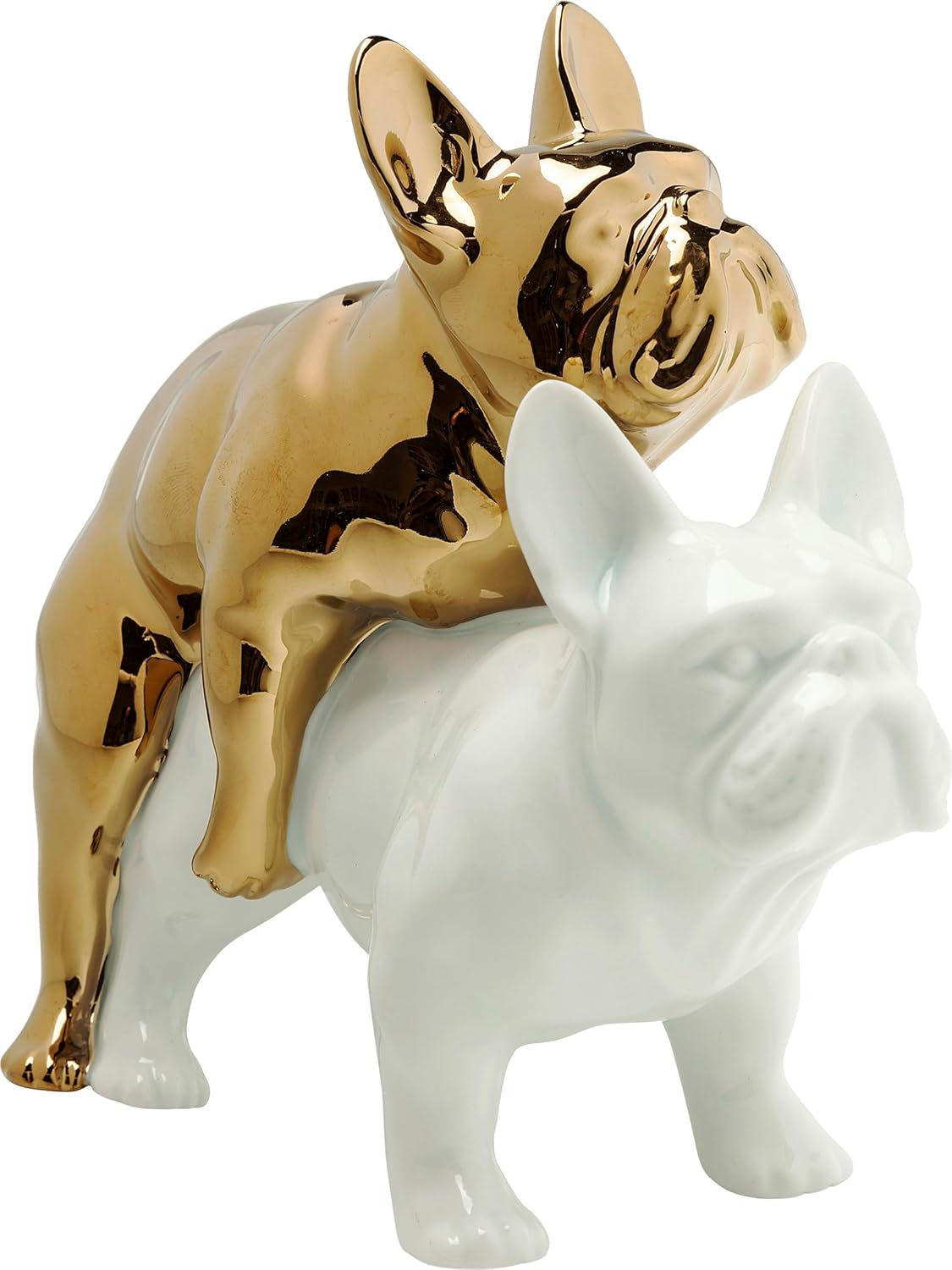 Kare Design figurine décorative Love Dogs en porcelaine blanche et dorée (17x11x20 cm)