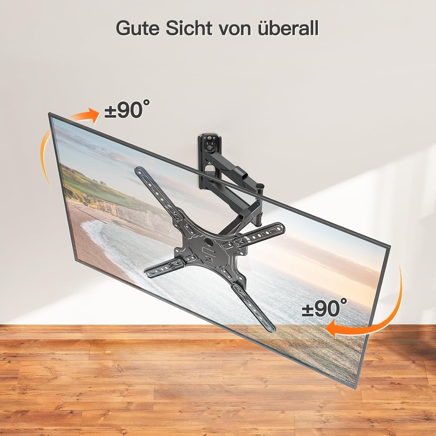 Detalle 2 de ELIVED TV Wandhalterung EV009 – Schwenkbar, Neigbar, VESA bis 400x400mm, 26–60 Zoll, max. 35 kg
