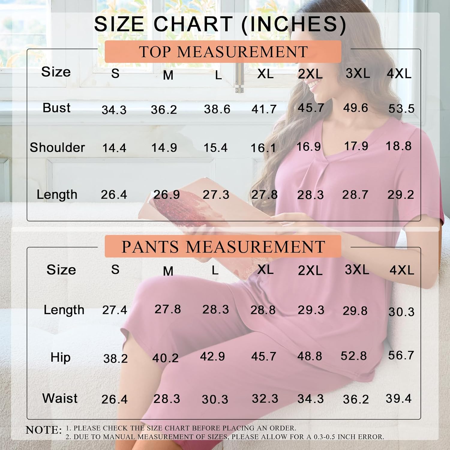 Thumbnail 6 de Bestbee Women’s 2-Piece Pajama Set (V-Neck Top & Capri Pants with Pockets) — Summer Lounge Sleepwear