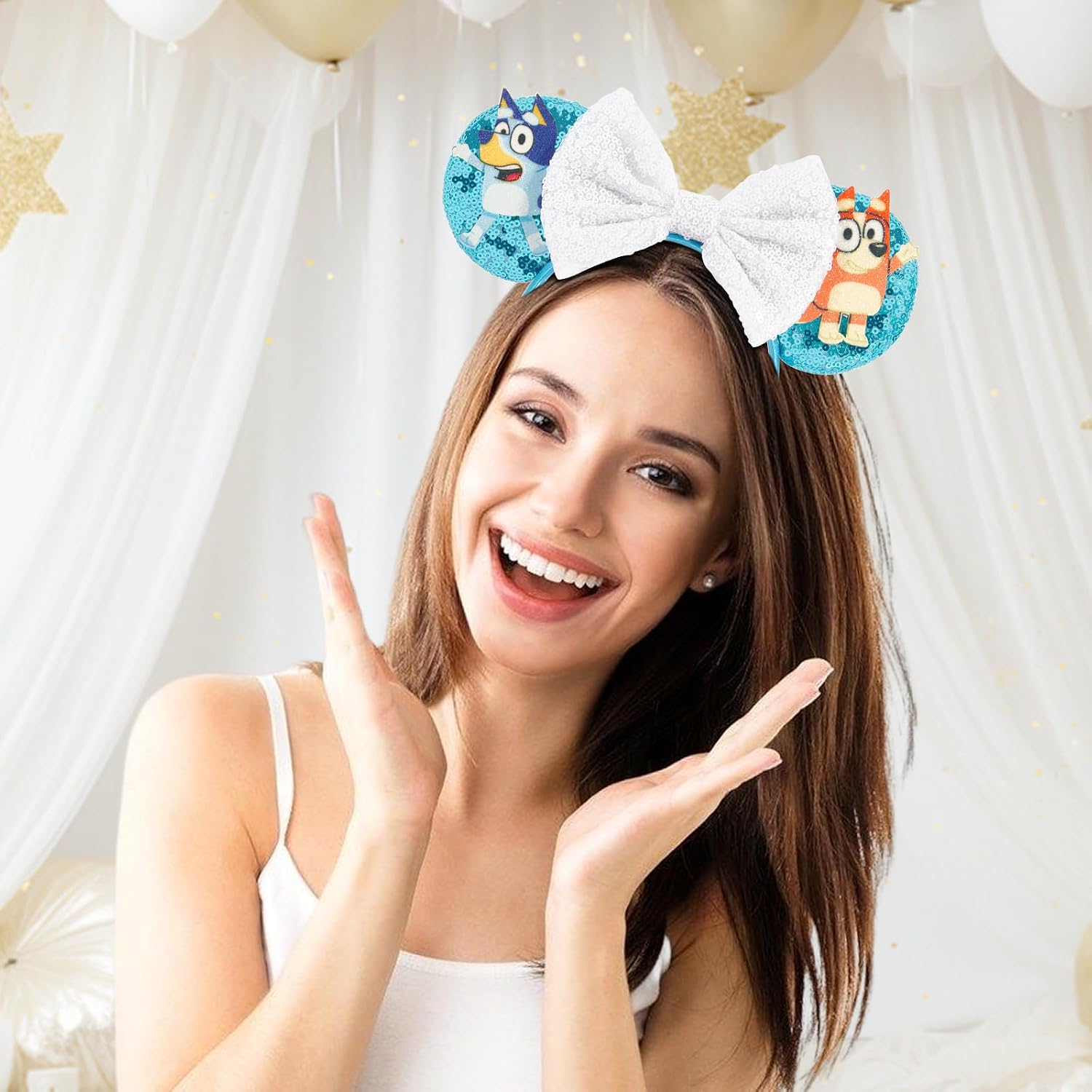 Detalle 2 de YUNISS Sparkly Mouse Ear Headband for Cosplay, Parties, and Dress-Up