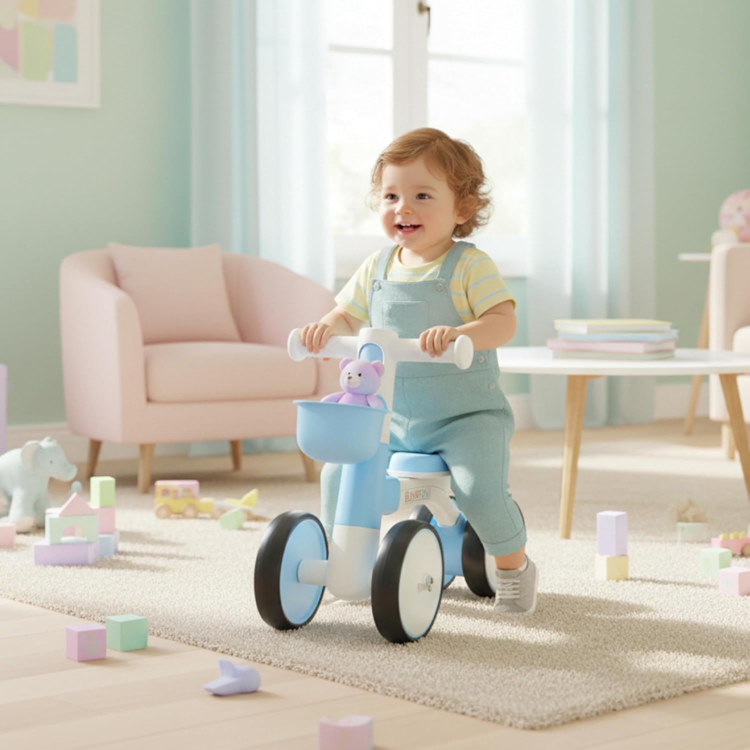 Thumbnail 1 de Baroni Toys Bici Senza Pedali a 4 Ruote per Bambini dai 3 Anni – Blu, 55x22x42 cm