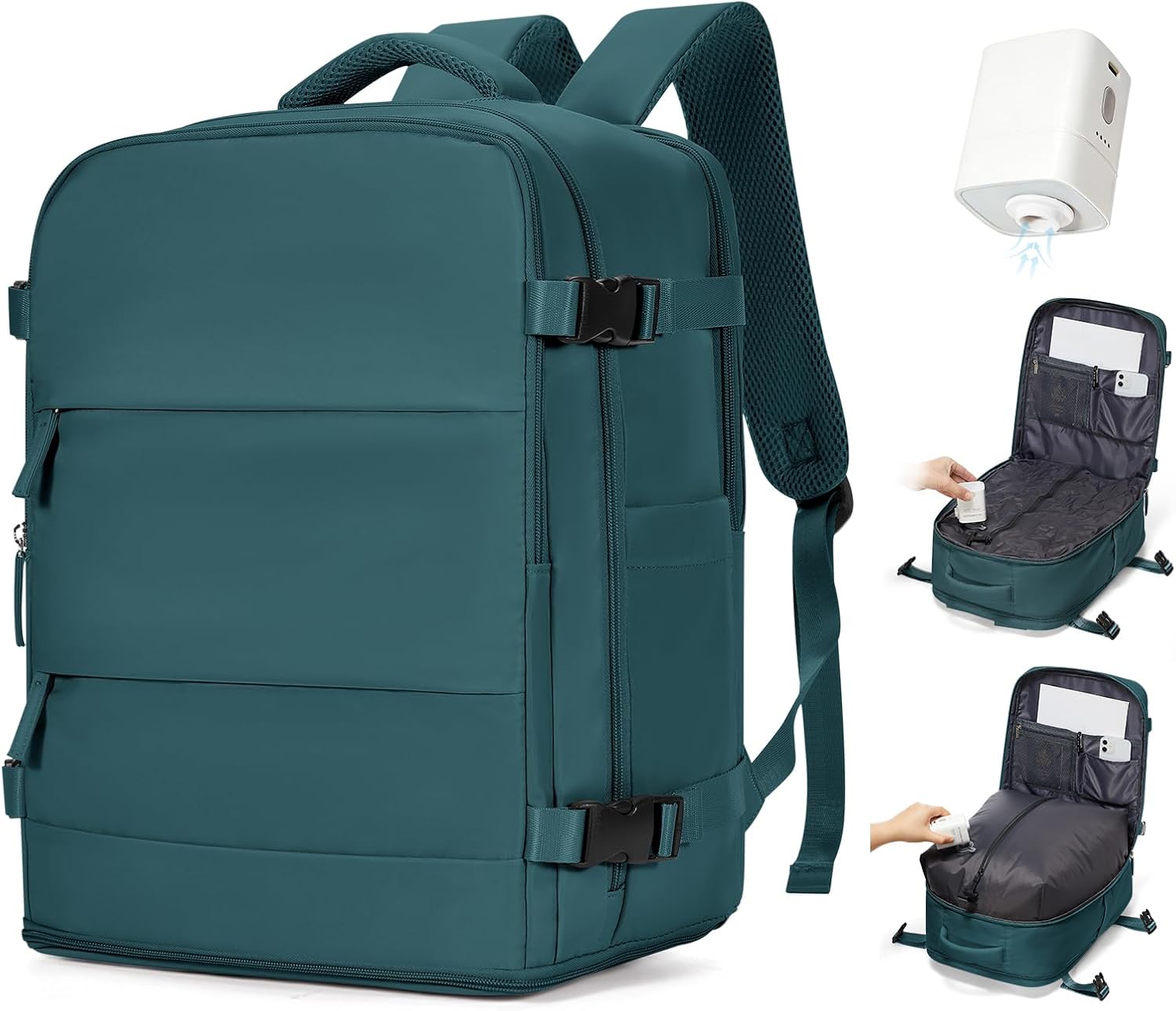 Detalle de SZSYCN Zaino da Viaggio con Sottovuoto, taglia cabina Ryanair 40x30x20 e pompa inclusa