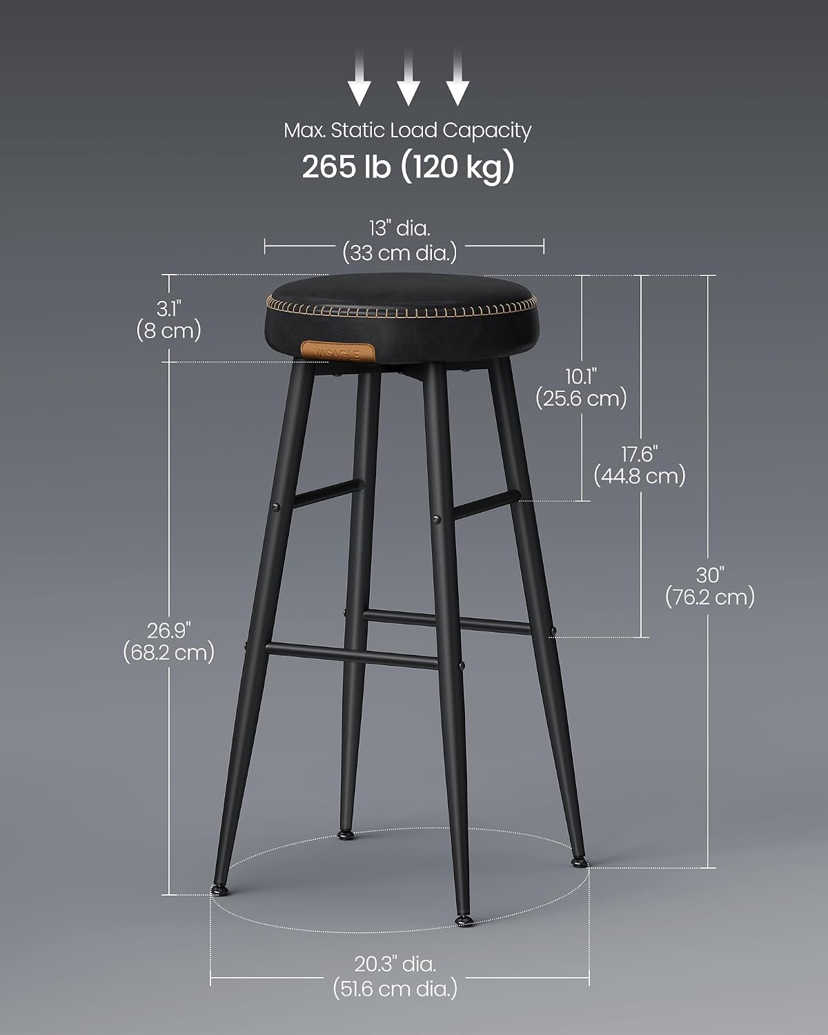Detalle de VASAGLE Bar Stools 30-Inch