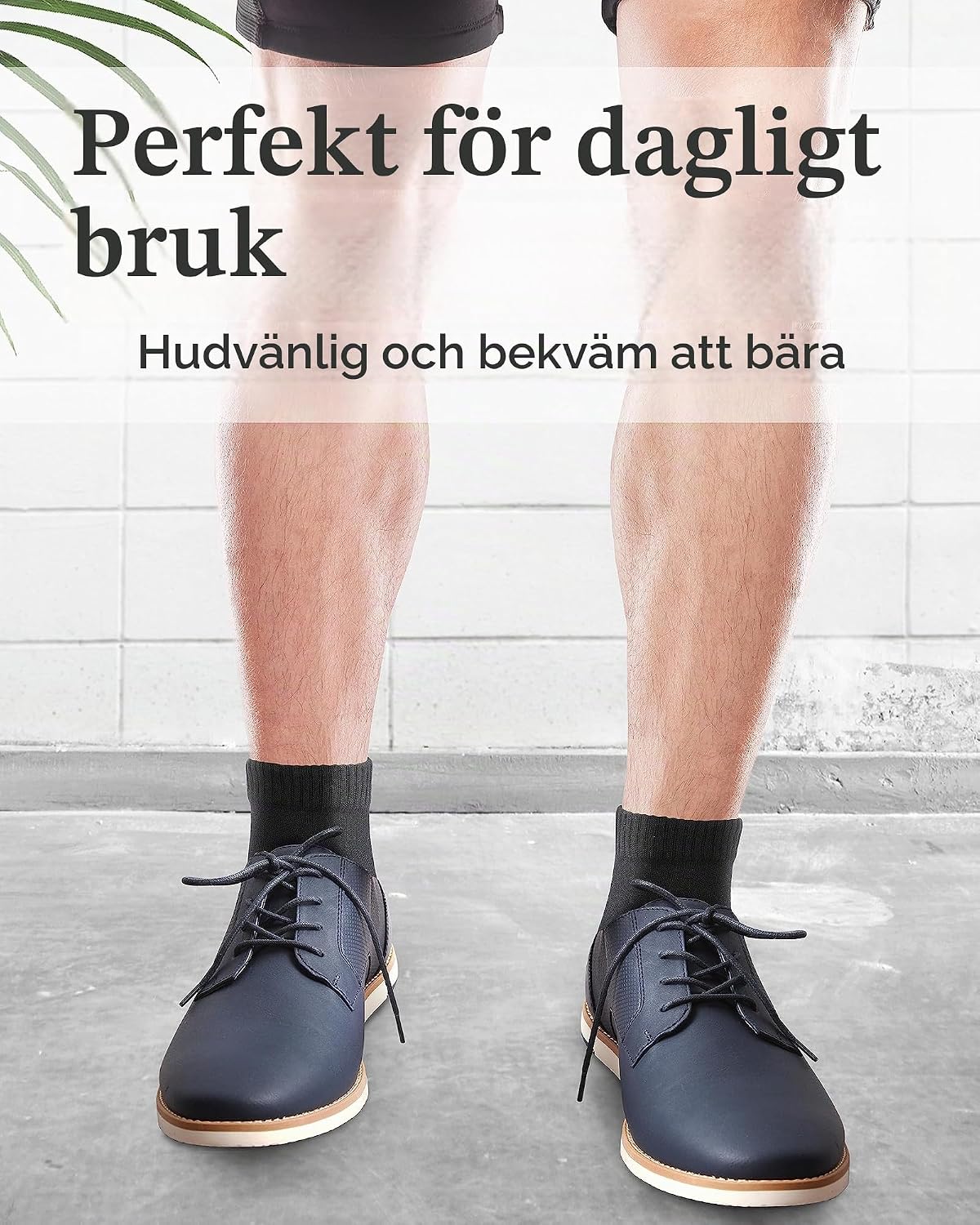 Detalle de Fiera Besa diabetikerstrumpor för herr, bambuviskos, ankelhöga och sömlösa, 4-pack