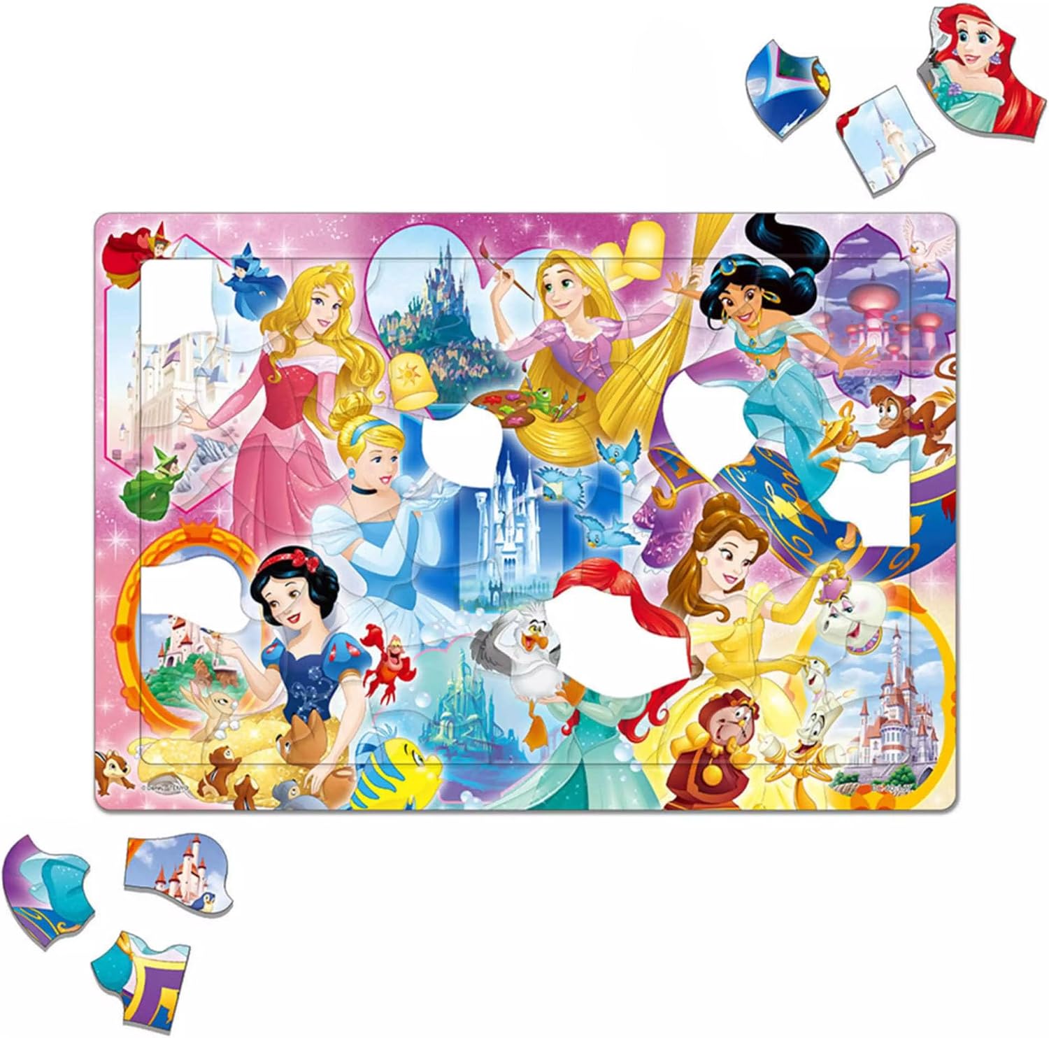 Thumbnail 6 de テンヨー ディズニープリンセス チャイルドパズル ステップアップ3点セットB 55・66・80ピース 抗菌コート・専用カバー付き