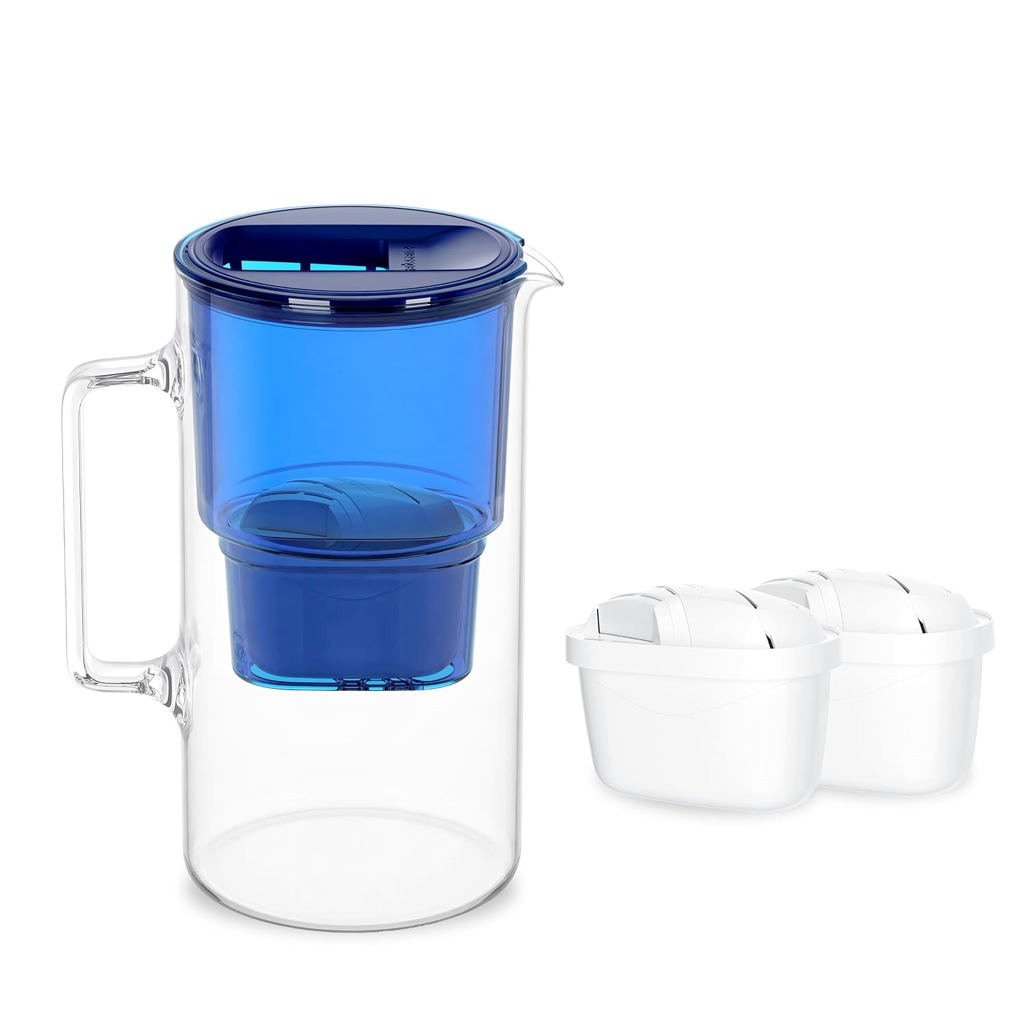 Detalle de Wessper WES201-NB+2 glazen filterkan 3 l met 2 filters, blauw