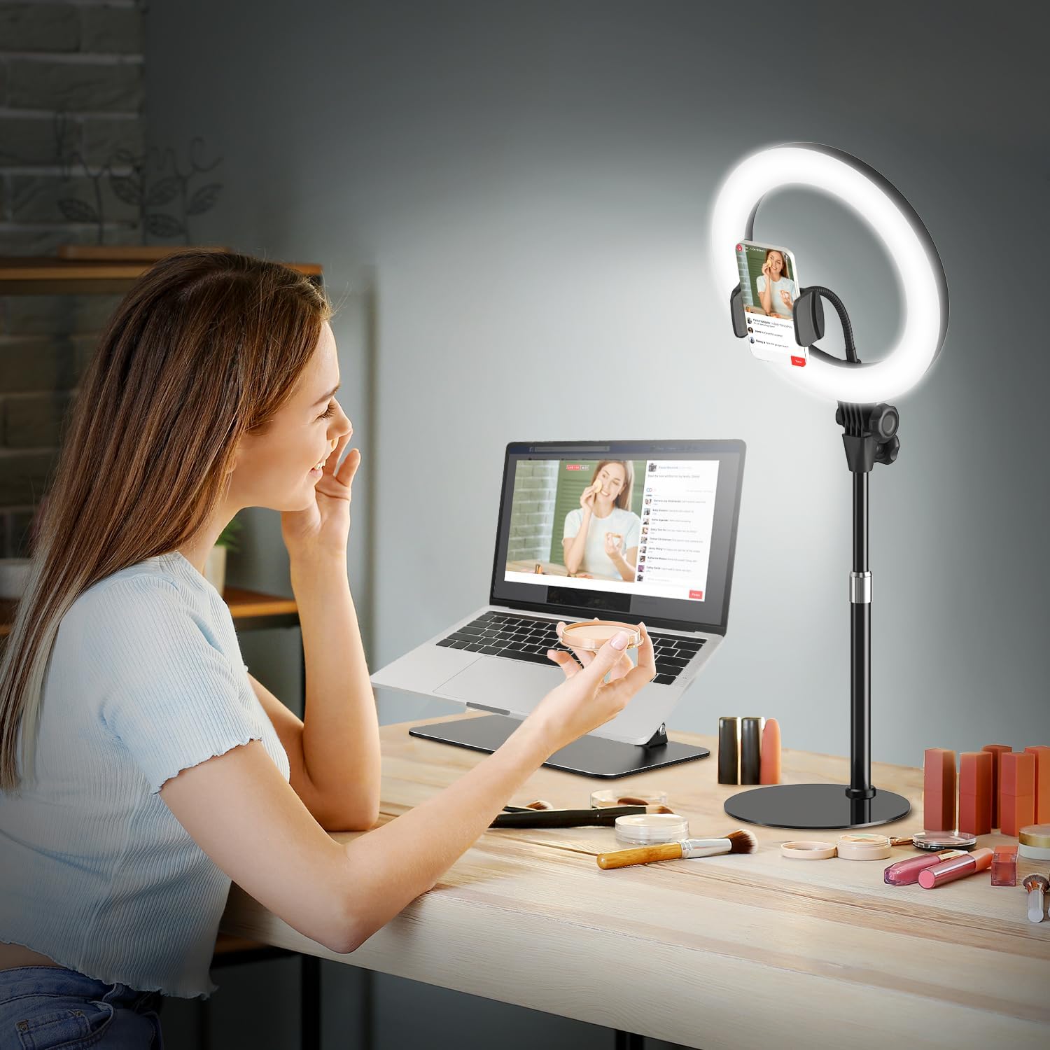 Detalle de Evershop Upgrade 10.5" ring light for streaming