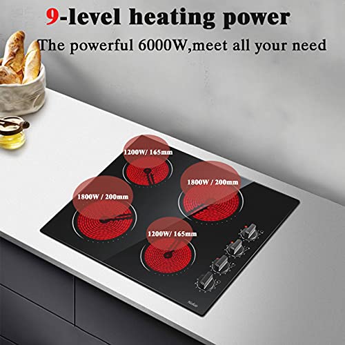 Detalle de Hobsir Ceramic Hob with Knobs (4 Burners) 60 cm Built-in Electric Cooker