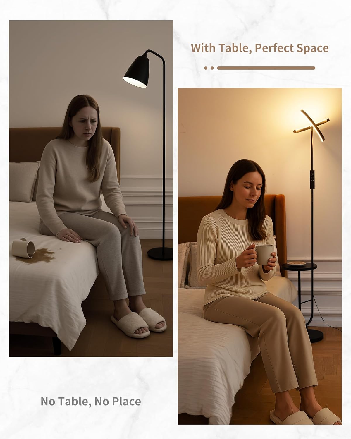 Thumbnail 6 de LuminexDesigns dimmbare Stehlampe für Wohnzimmer mit Tisch & Regal, LED, 36 W, 2700K–6500K, 175 cm, schwarz