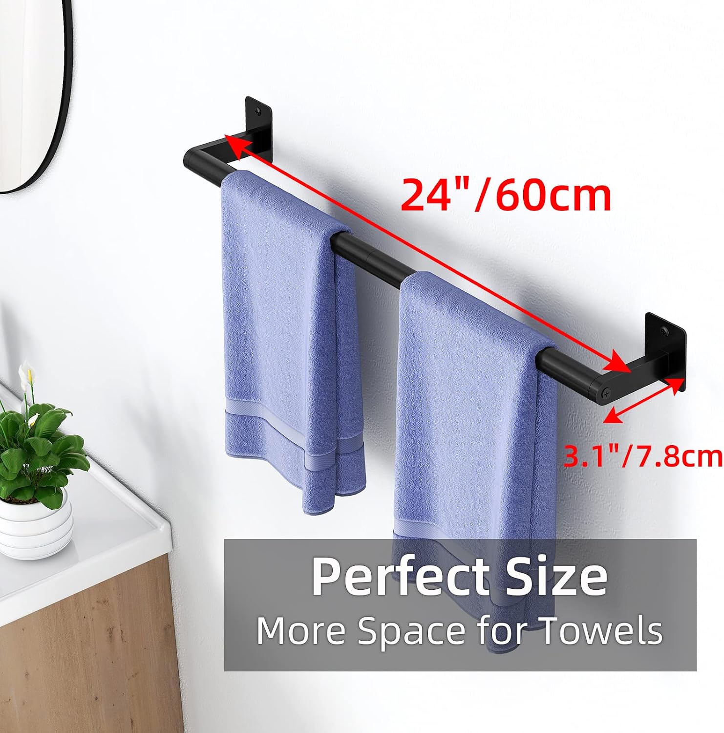 Thumbnail 5 de DOKU HOME 60cm Towel Rail Matte Black