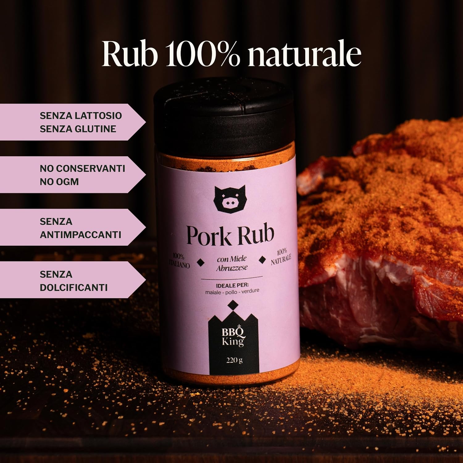 Detalle 2 de BBQ KING – Multi Pack Pitmaster Rub: 4 miscele 100% Made in Italy per barbecue impareggiabile