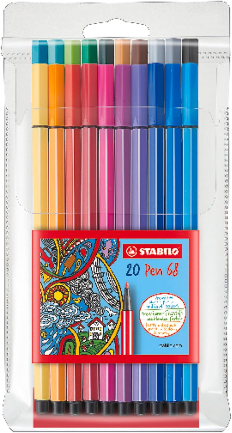 Detalle de STABILO Pen 68 – Pennarello premium, astuccio da 20, colori assortiti