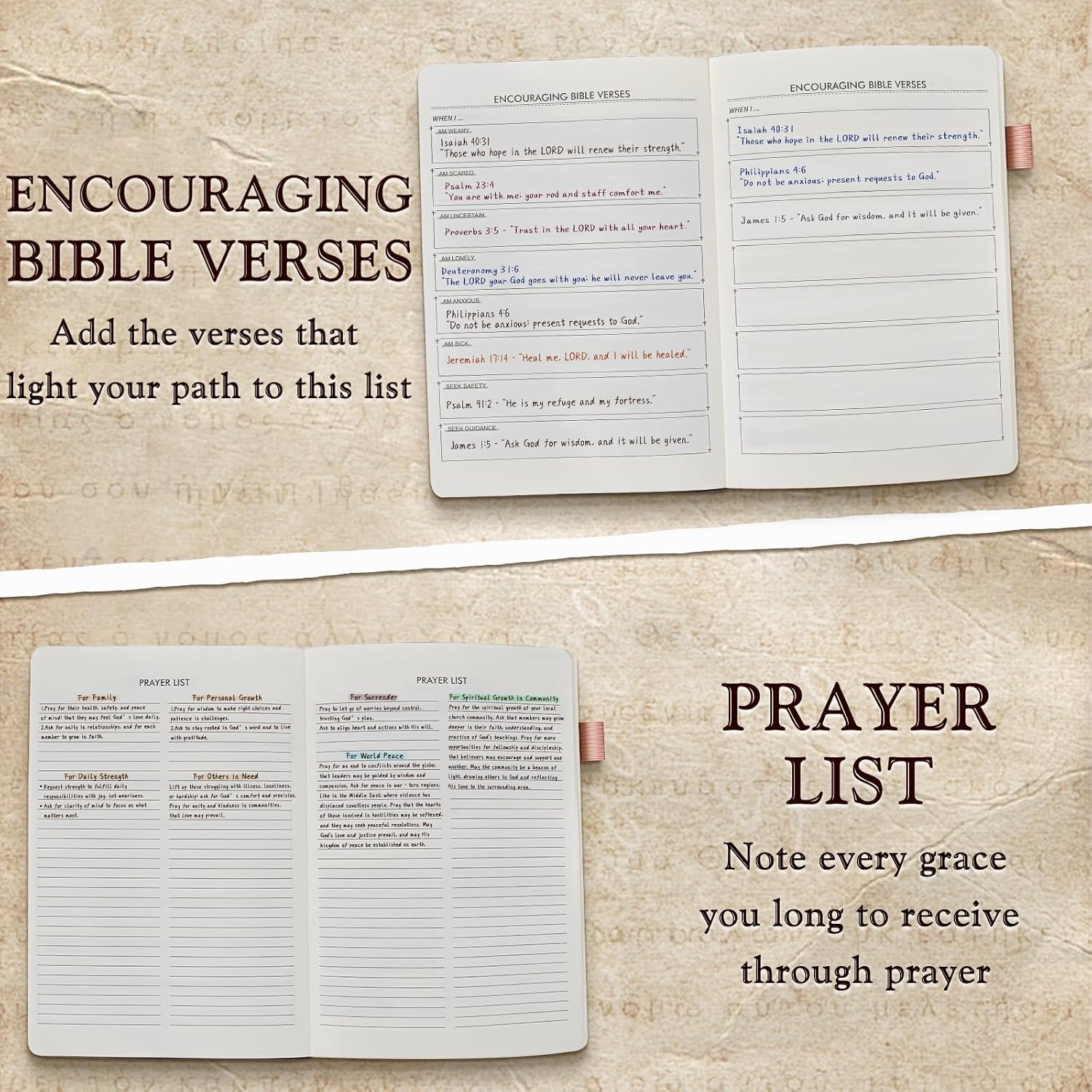 Detalle 2 de PAPEJOON 03 Leather Bible Journal, Pink A5 Prayer and Scripture Notebook