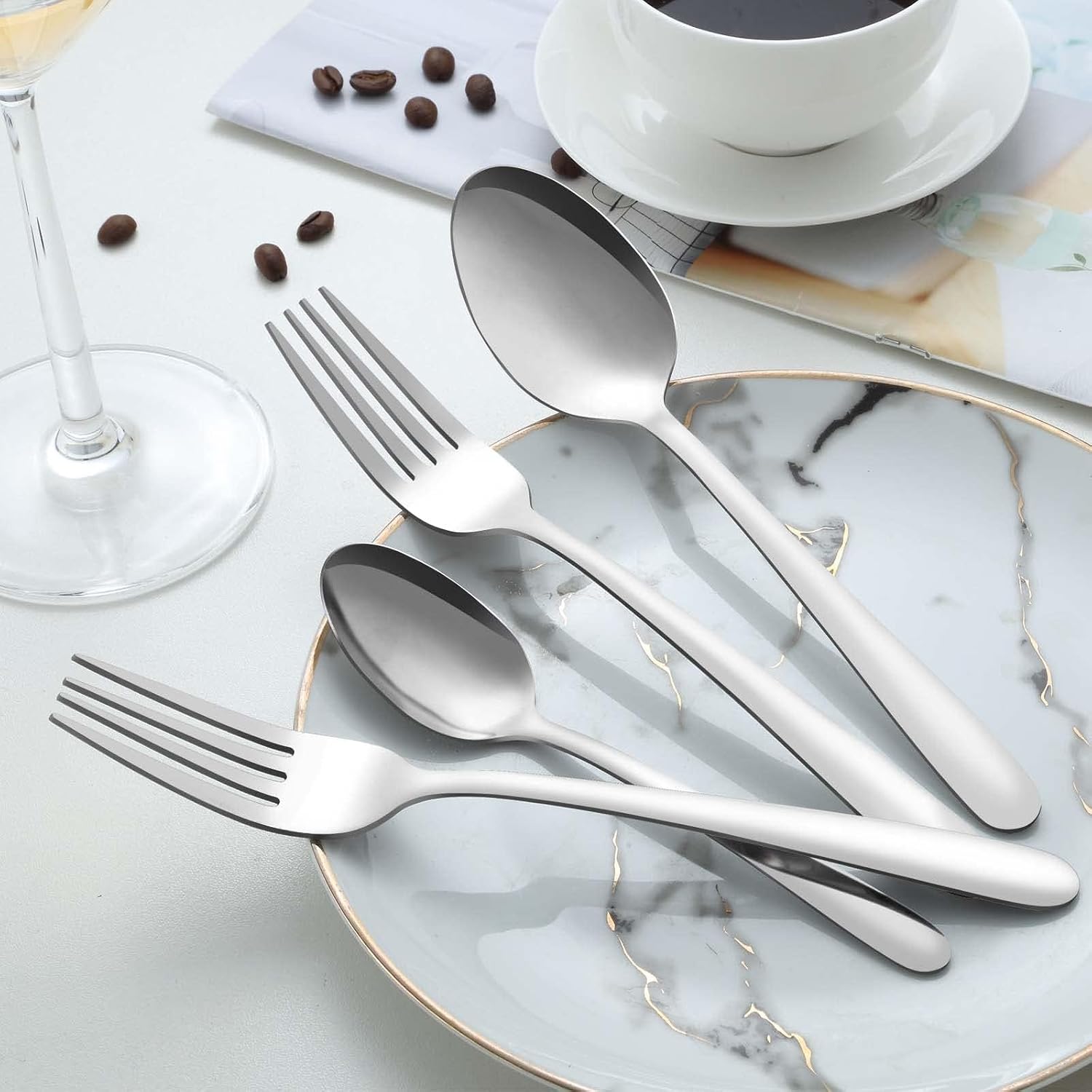 Detalle 2 de Pleafind 1374 Dinner Spoons, 36-Piece Stainless Steel Set, 7.4-Inch