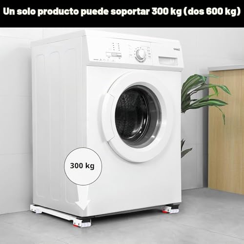 Detalle de Leseed Soporte Lavadora 2 Piezas con Ruedas Ajustables (45–72 cm) y Carga Hasta 300 kg