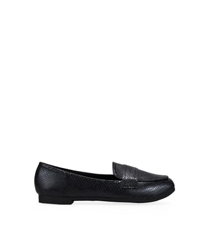 Detalle de BOSANOVA Mocasines Planos para Mujer con Grabado de Serpiente y Suela Plana – Negro, 41