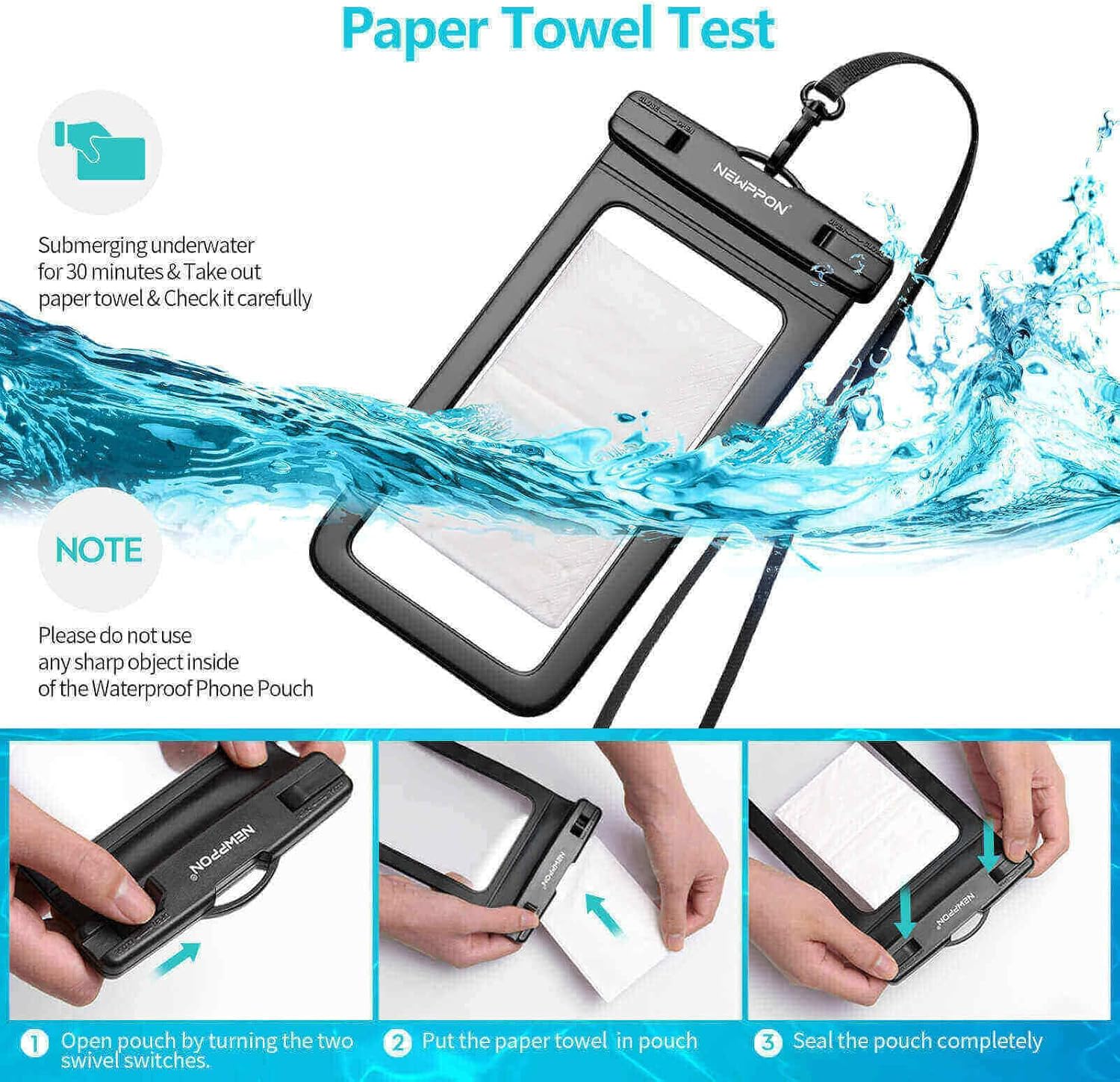 Thumbnail 4 de Newppon 8.5" Waterproof Phone Pouch 4-Pack