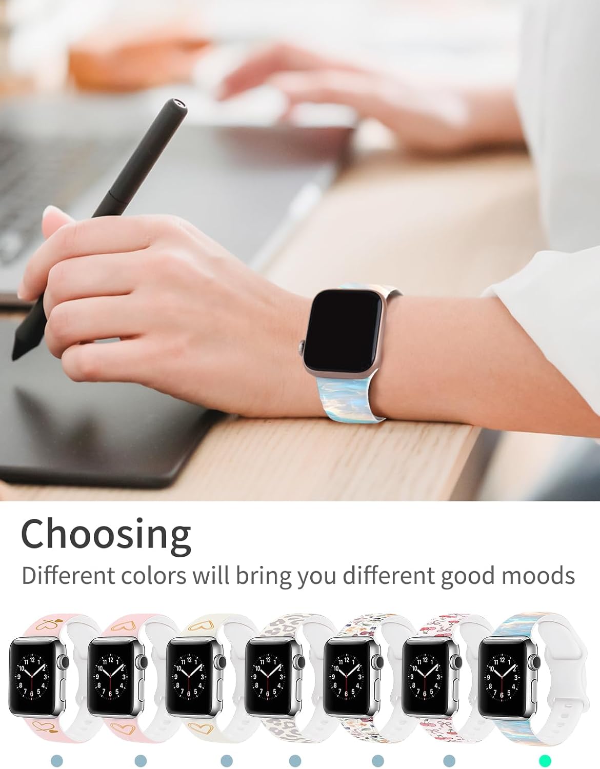 Thumbnail 4 de Vozehui Leopard Print Silicone Strap for Apple Watch 38–46mm – Durable, Adjustable and Stylish