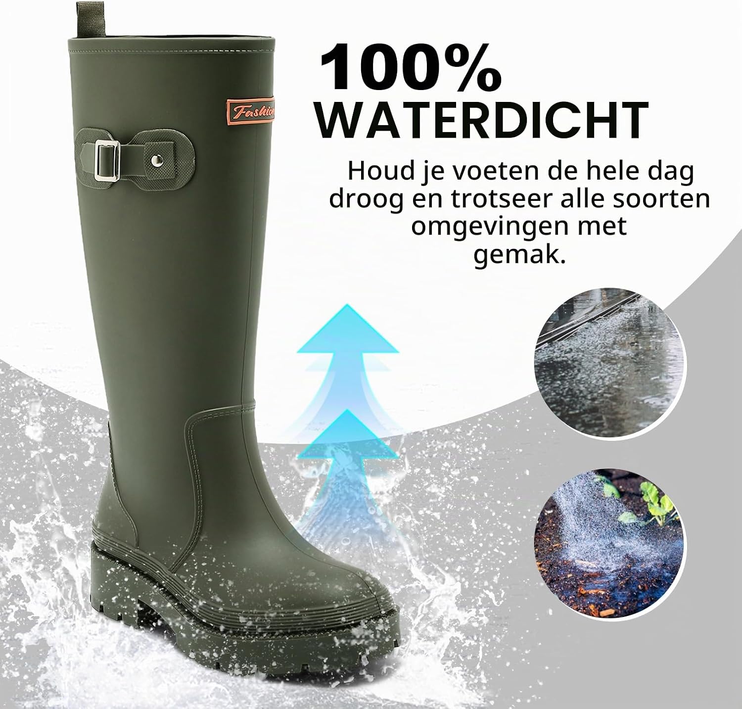 Thumbnail 4 de Yenxapei rubberlaarzen voor dames, lange waterdichte antisliplaarzen
