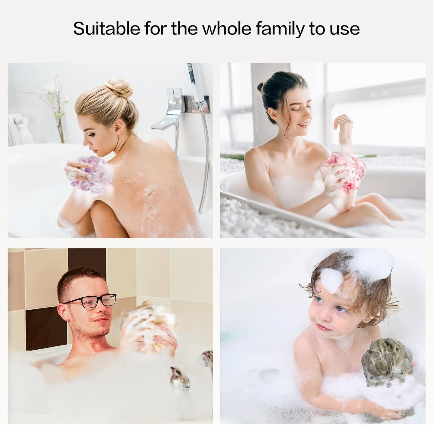 Thumbnail 5 de Fishent Loofah Bath Sponge Shower Loofahs, 4 Pack 50g – Soft Exfoliating Mesh Puff for Everyday Use