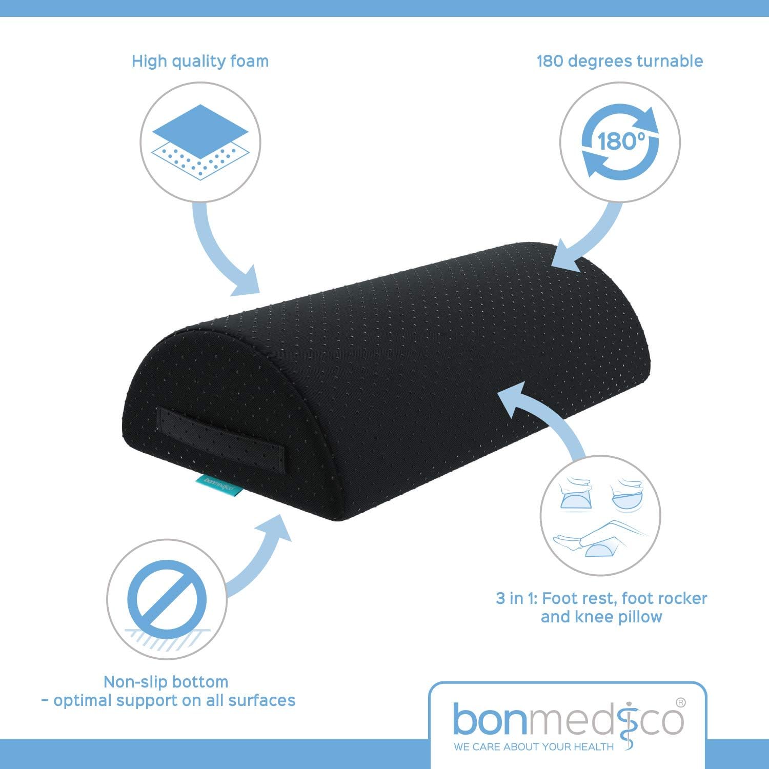 Detalle 2 de bonmedico Repose-pieds ergonomique avec housse lavable Noir