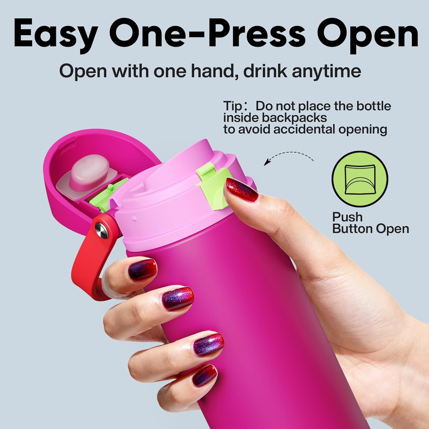 Thumbnail 4 de Encool Insulated Water Bottle with Straw (24 oz, Cerise Pink)