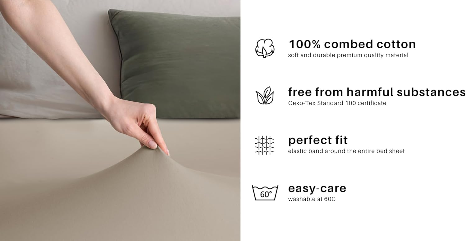 Thumbnail 4 de DecoKing Jersey-Spannbettlaken Amber Collection 80/90 x 200 cm – 100% gekämmte Baumwolle