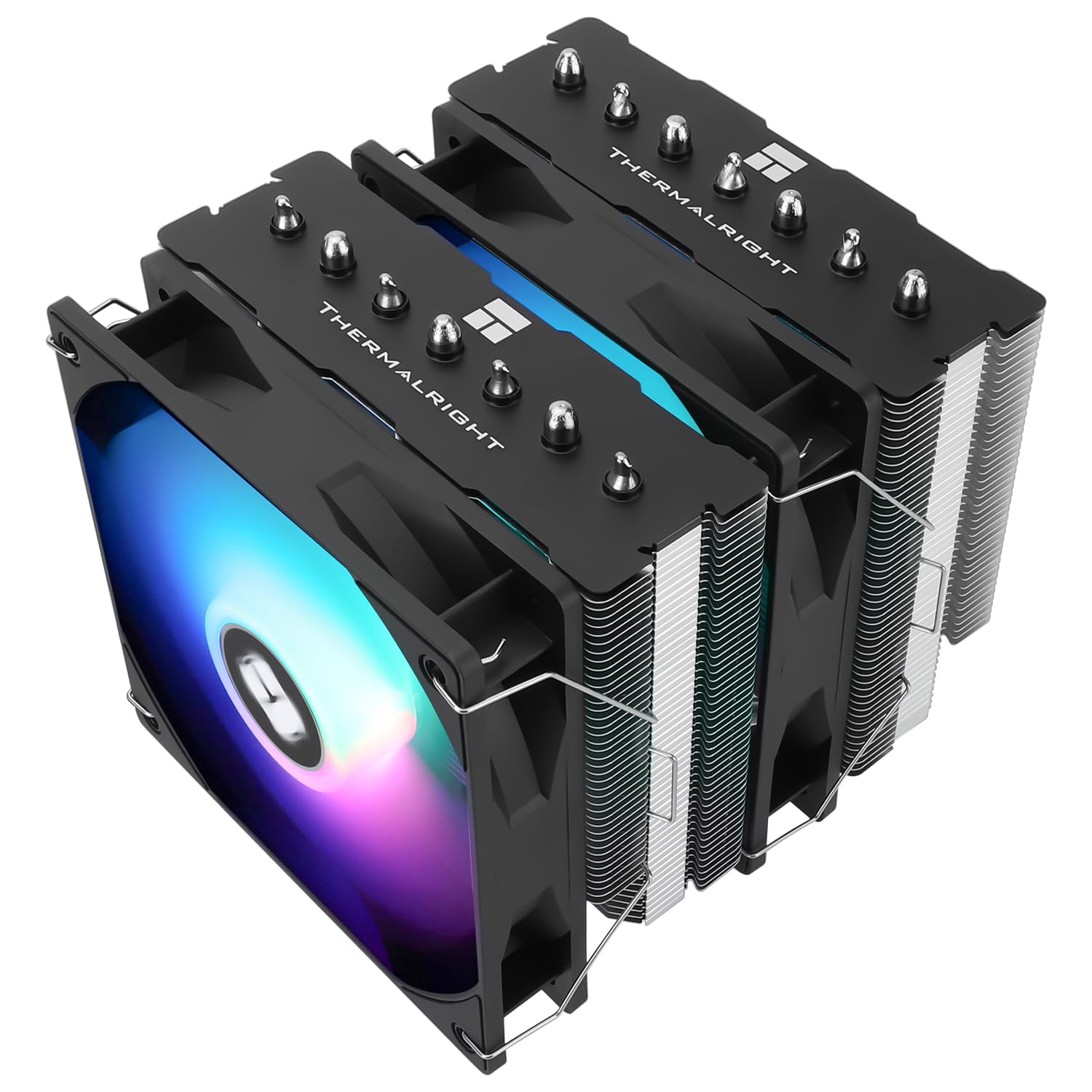 Detalle de TR PS120SE ARGB CPU-Luftkühler mit 7 Heatpipes, Dual-PWM-Lüfter und ARGB für AMD AM4/AM5 & Intel LGA1700/1200/115x
