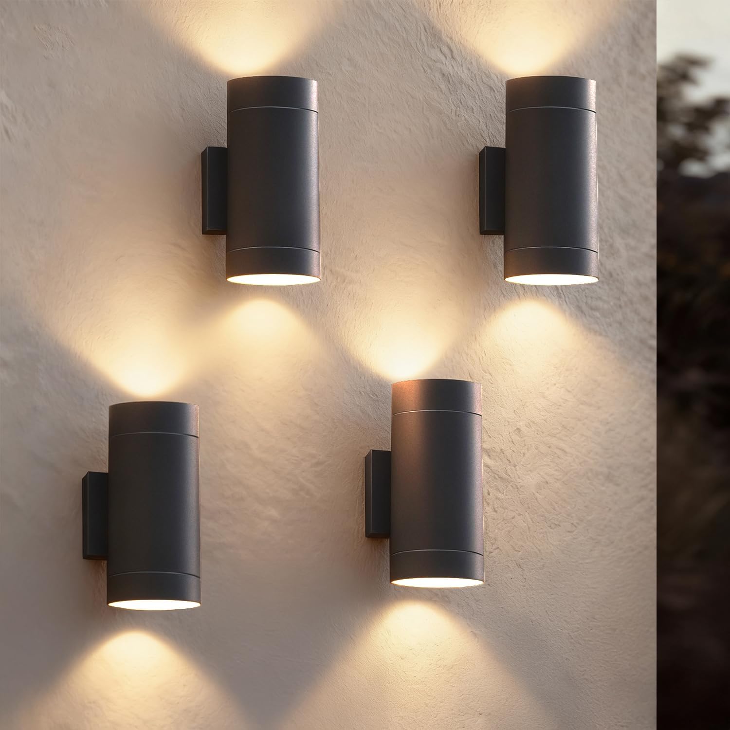 Detalle de EBION Outdoor Wall Lights 4 Pack: Up & Down Aluminium GU10 Exterior Lights