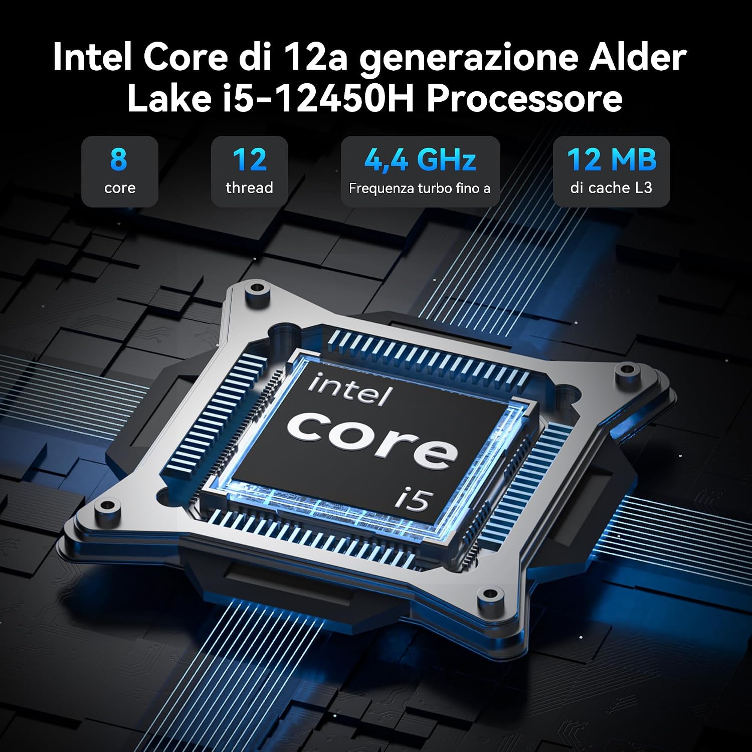 Detalle de GEEKOM IT12 Mini PC i5-12450H 16GB 512GB