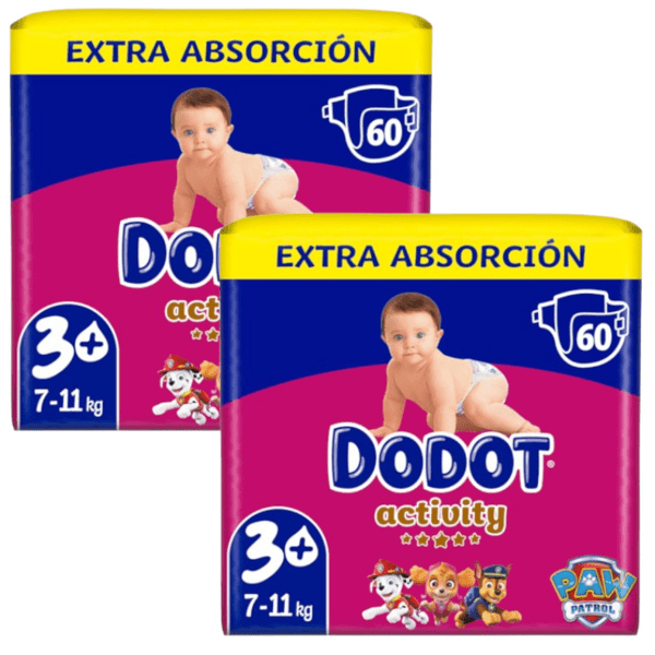 Detalle de Dodot Pañales Activity Extra T3+ (7-11 Kg) 2x60 uds