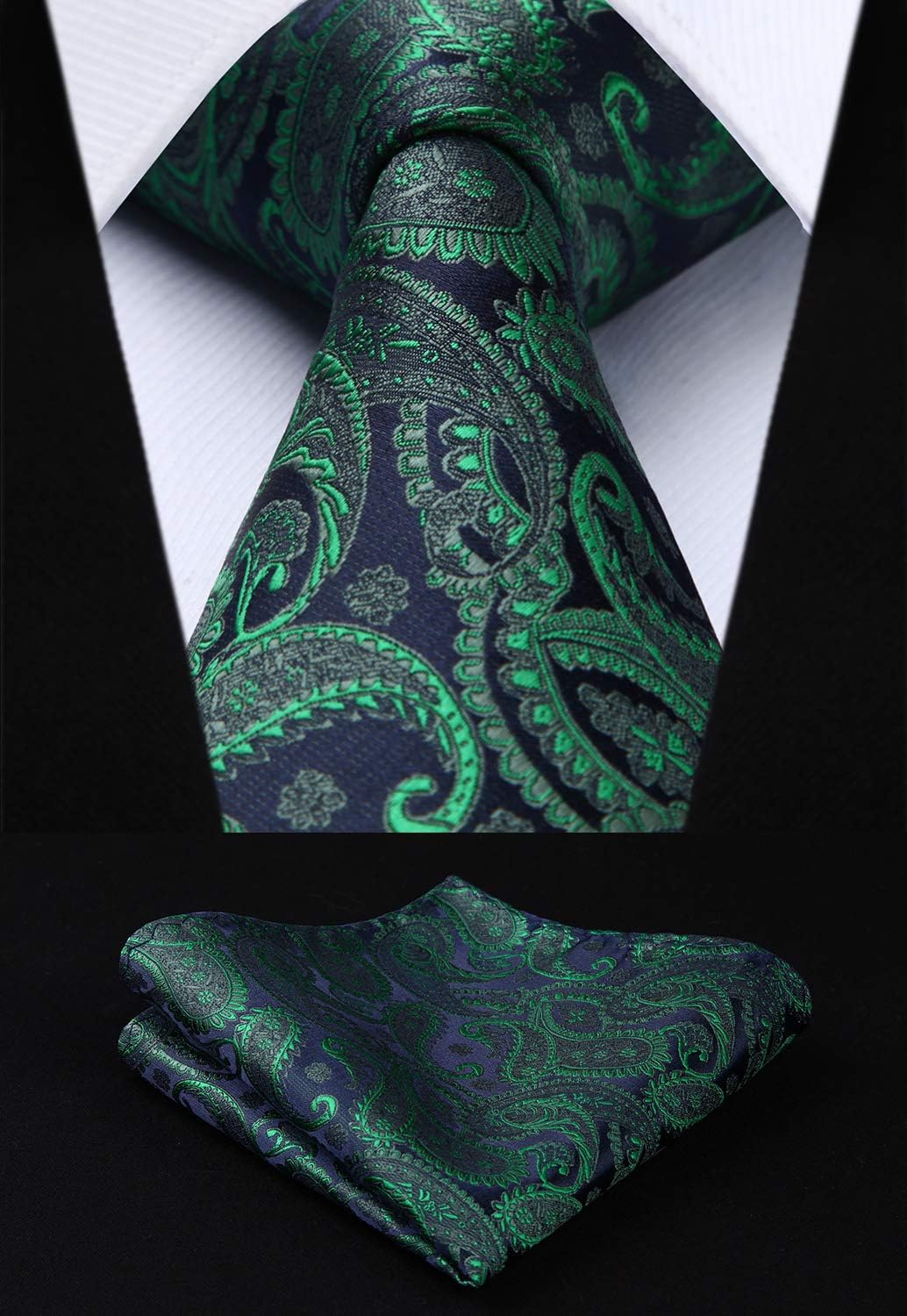 Thumbnail 5 de HISDERN Men's Vest Tie Set 3-Piece: Paisley Jacquard Waistcoat, Necktie & Pocket Square for Formal Wear