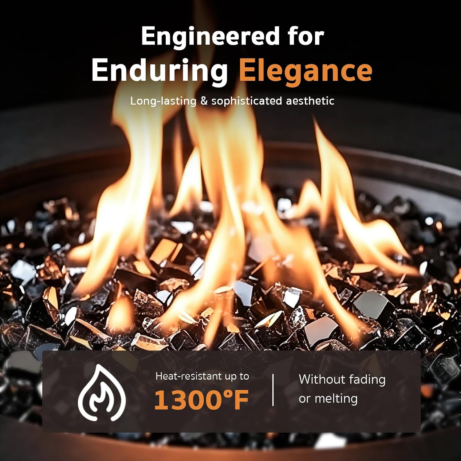 Thumbnail 4 de GASPRO fire glass Gray-20IB, 35 lb reflective black fire pit glass