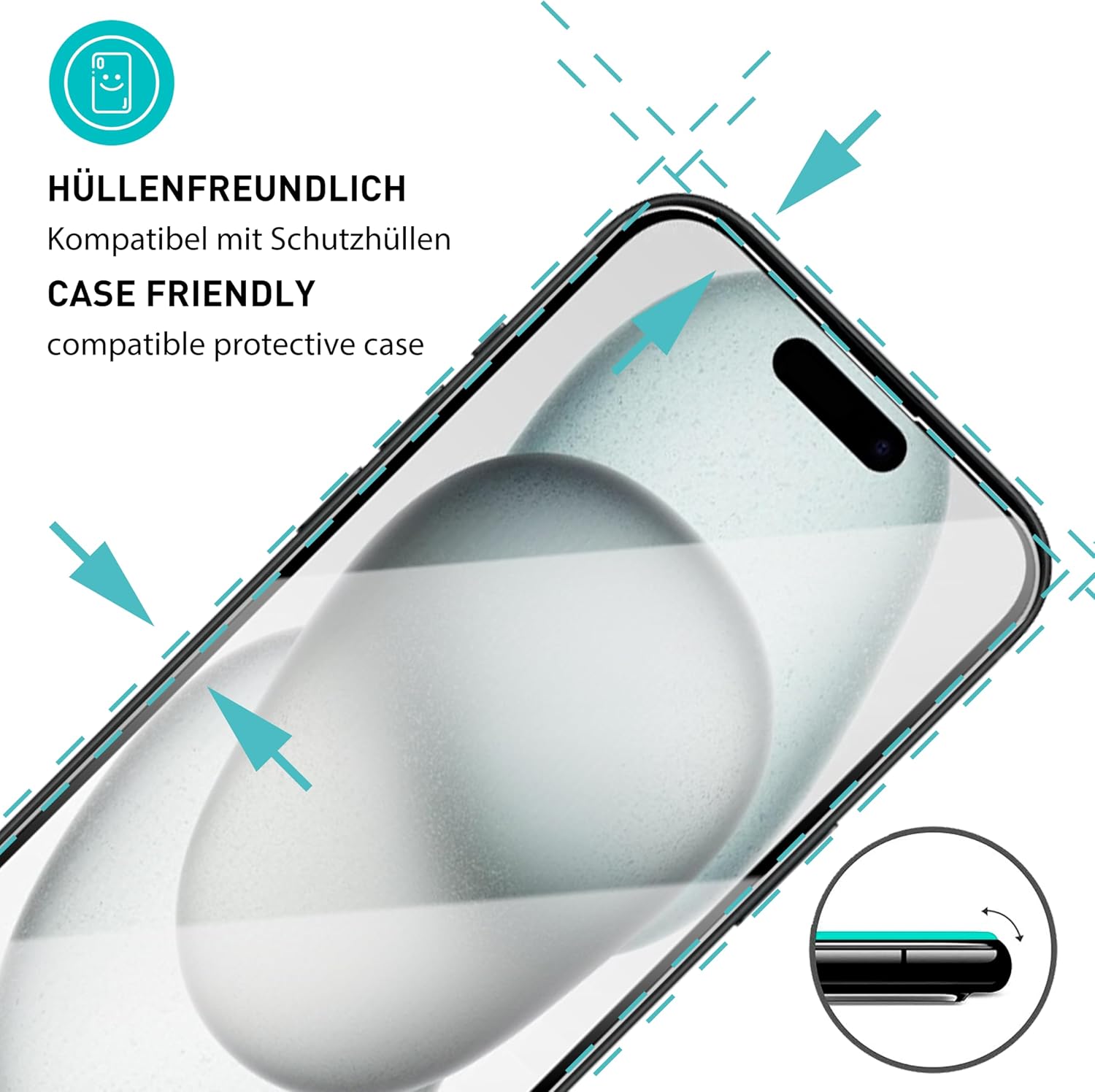 Thumbnail 1 de SmarTect iPhone 15 Tempered Glass Screen Protector, 3 + 3 Set, 0.3 mm