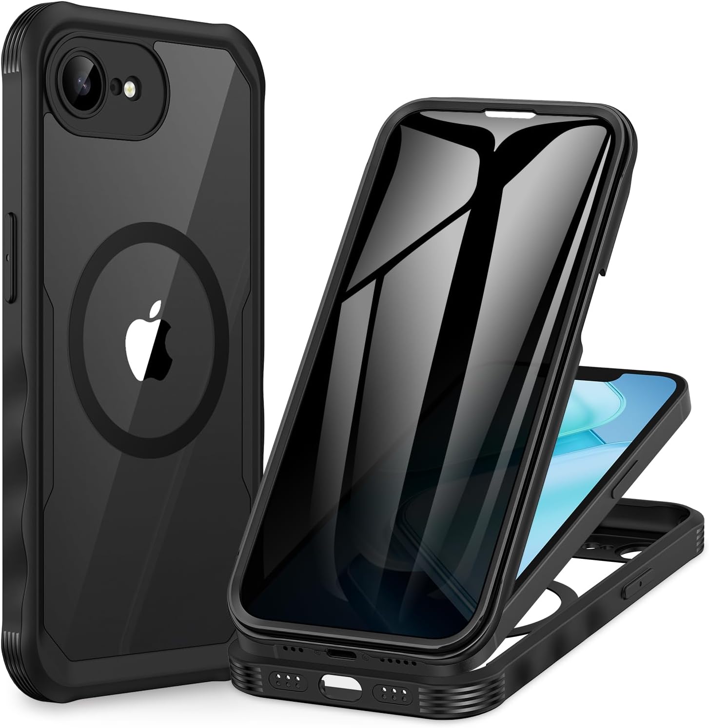 Detalle de CENHUFO Magnetic Privacy Case for iPhone 16E / iPhone 17E with MagSafe + built-in 9H privacy screen protector (Black)
