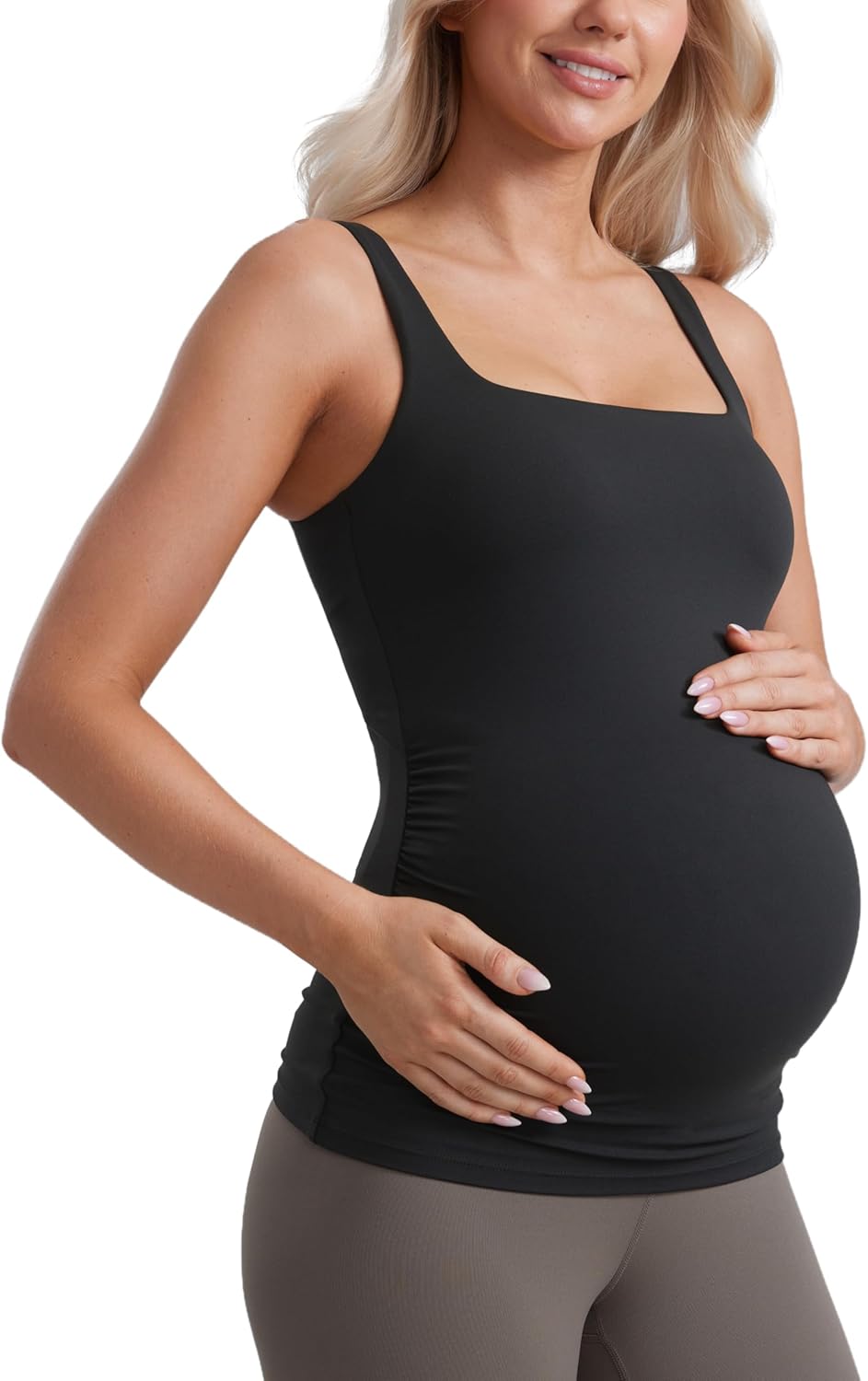 Detalle 2 de CRZ YOGA Butterluxe Donna Quadrato Collo maternità – Top e reggiseno integrato per gravidanza e postpartum