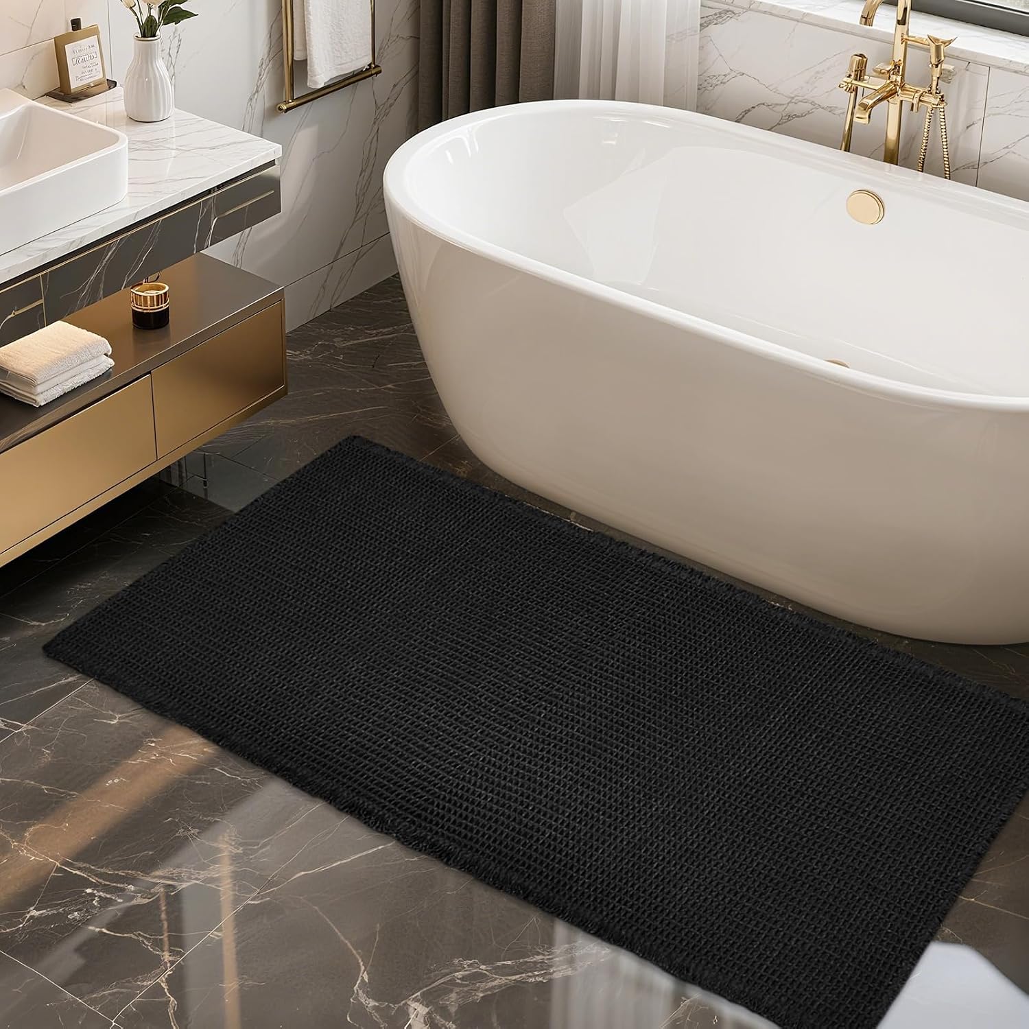 Thumbnail 6 de ZALL Waffle Bath Mat: Ultra-Soft, Absorbent, Non-Slip Bath Rug in Dark Green (18x30 inches)