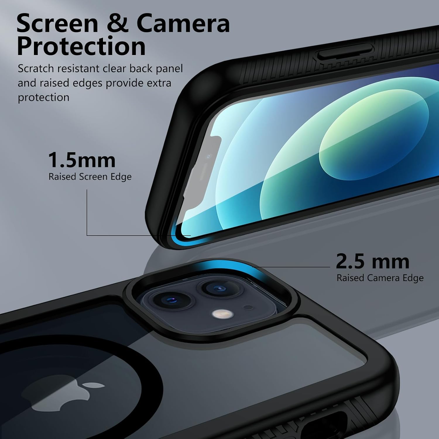 Detalle de XTCASE Coque magnétique MagSafe pour iPhone 12 / 12 Pro avec protection d’écran intégrée, 360 degrés – Noir