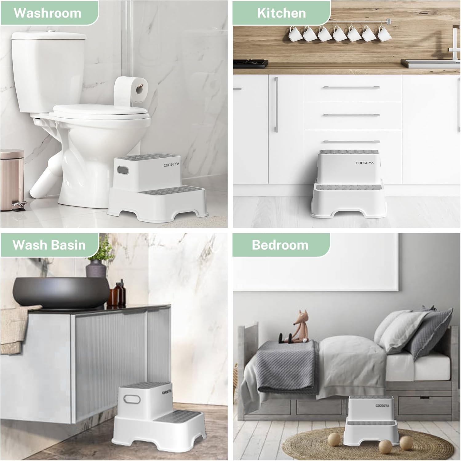 Thumbnail 6 de COOSEYA 2-Step Stools for Kids (2-Pack) — Non-Slip Bathroom Sink Step Stool for Toddlers & Potty Training