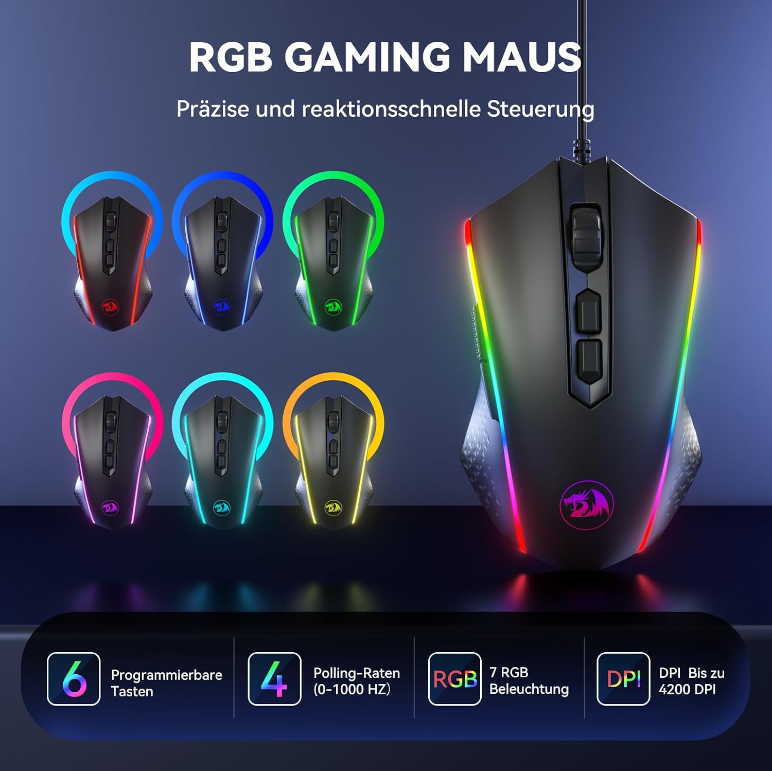 Thumbnail 6 de Redragon S101 Gaming Tastatur und Maus Set 4200 DPI