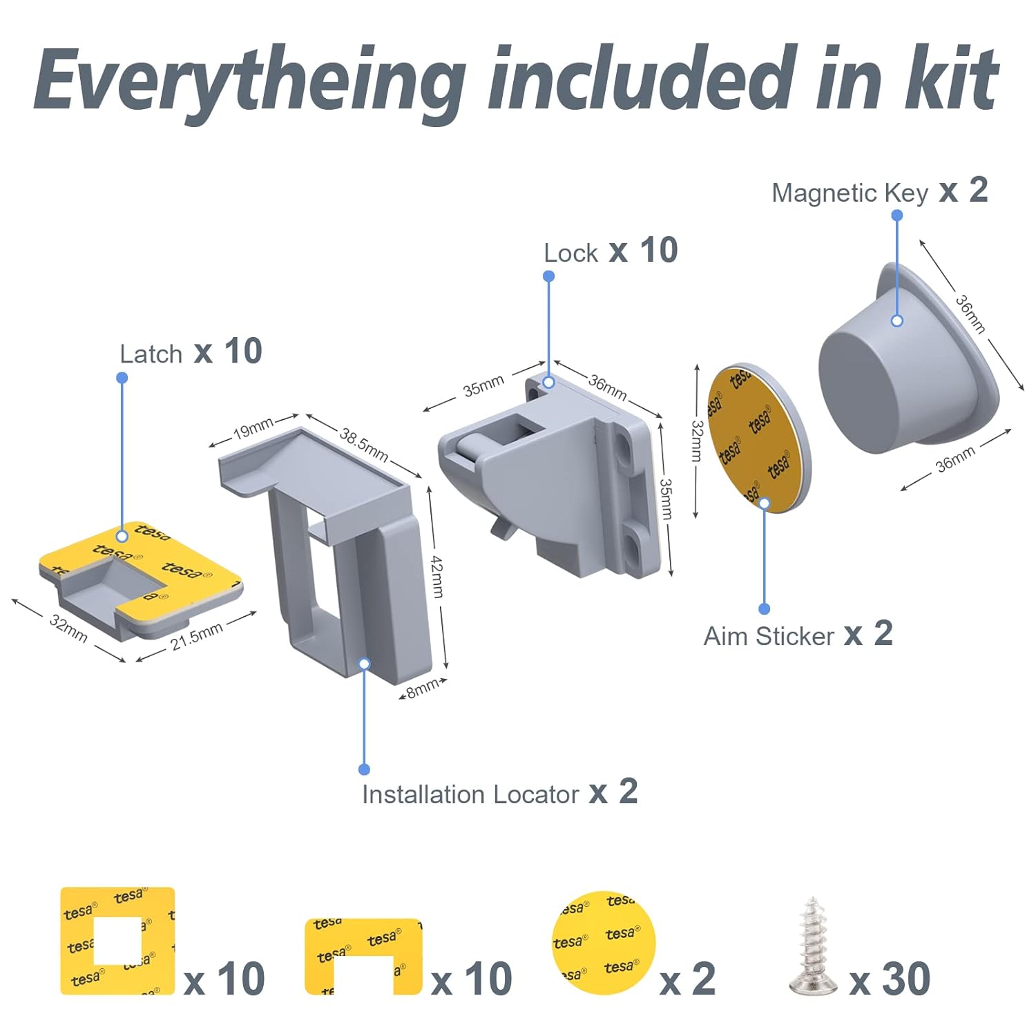 Thumbnail 5 de TYRY.HU magnetisches Kinderschloss für Schrank & Schublade – 10 Schlösser + 2 Magnetschlüssel