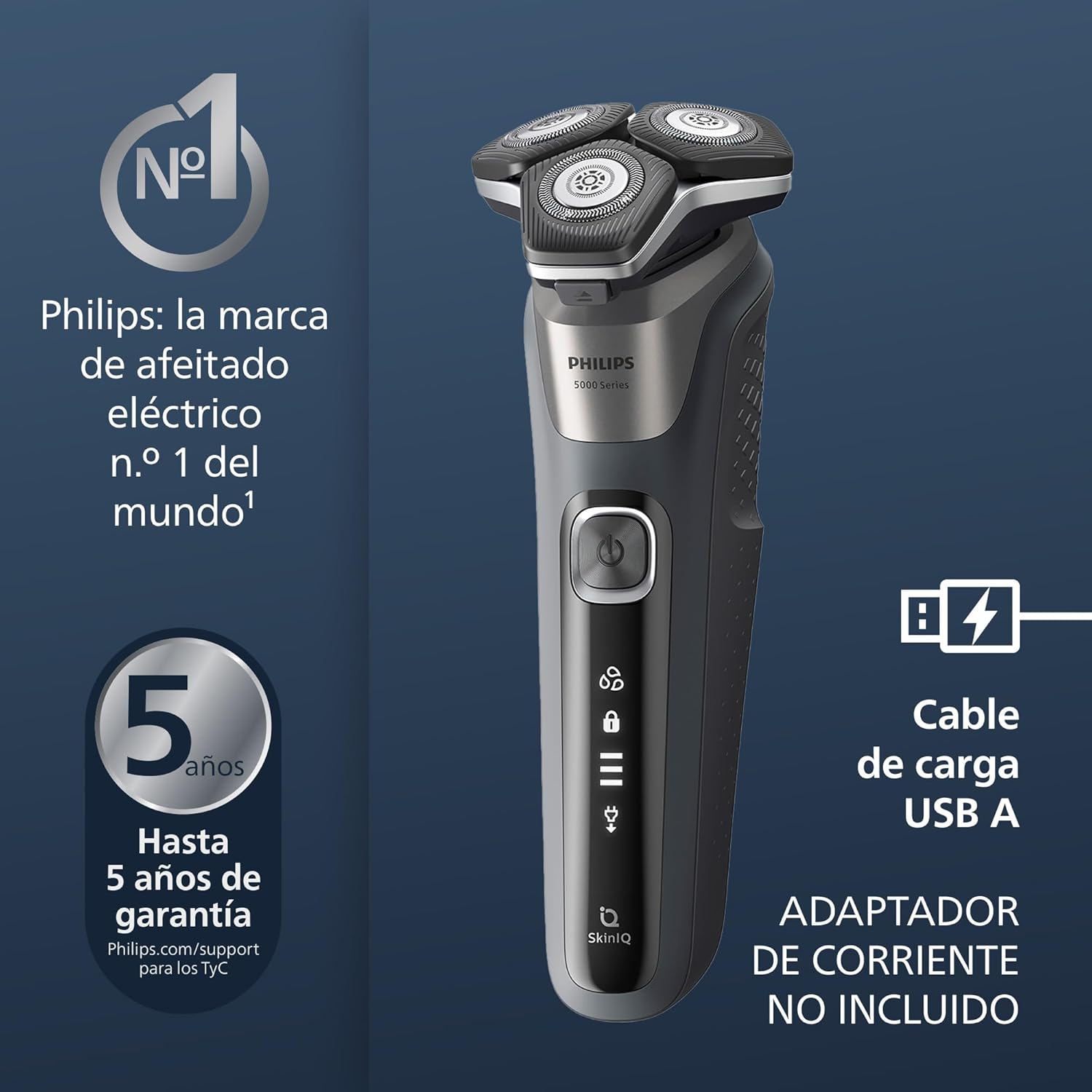 Detalle 2 de Philips Serie 5000 Afeitadora Hombre 🌟 Barba, Recortadora, 45 cuchillas