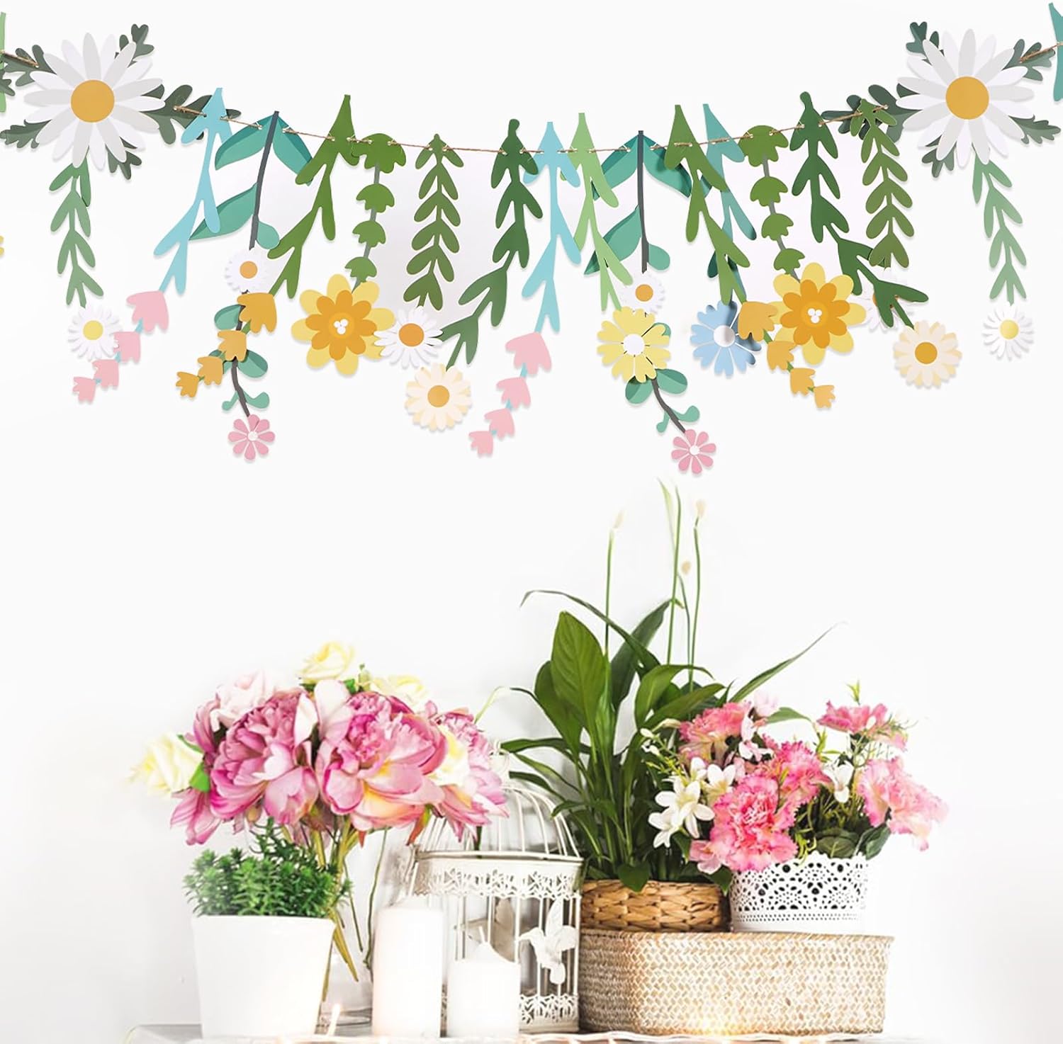 Thumbnail 3 de SUNBEAUTY Flower Paper Garland (Wildflowers) – Wildflower paper banner for indoor or outdoor party backdrops (20 pcs)