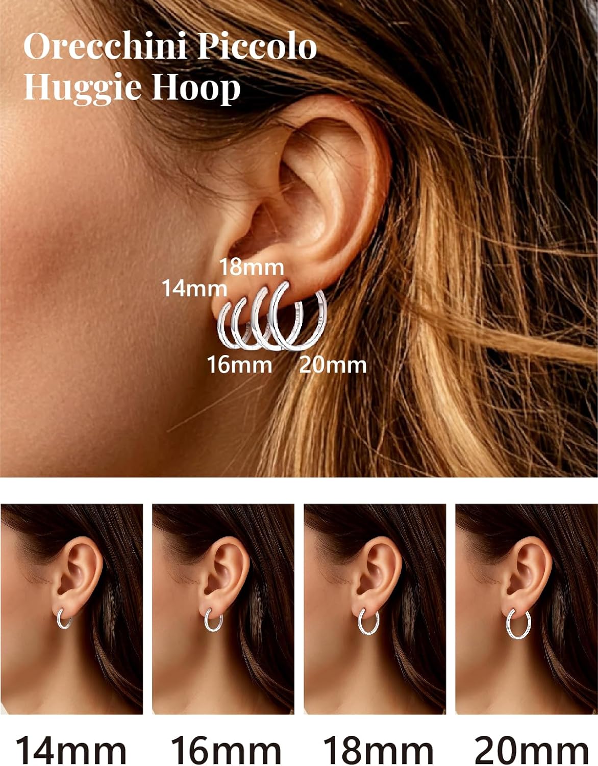 Thumbnail 4 de Silvora Orecchini Cerchio 6–20 mm in Argento 925 – Preziosi cerchi piccoli per Donna e Uomo