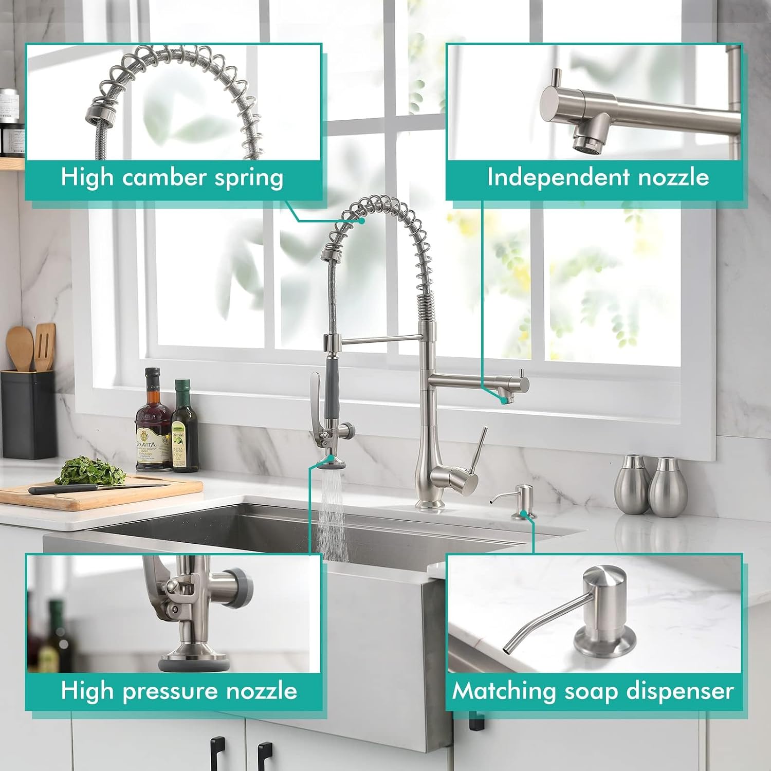 Detalle 2 de GIMILI Kitchen Faucet, Brushed Nickel